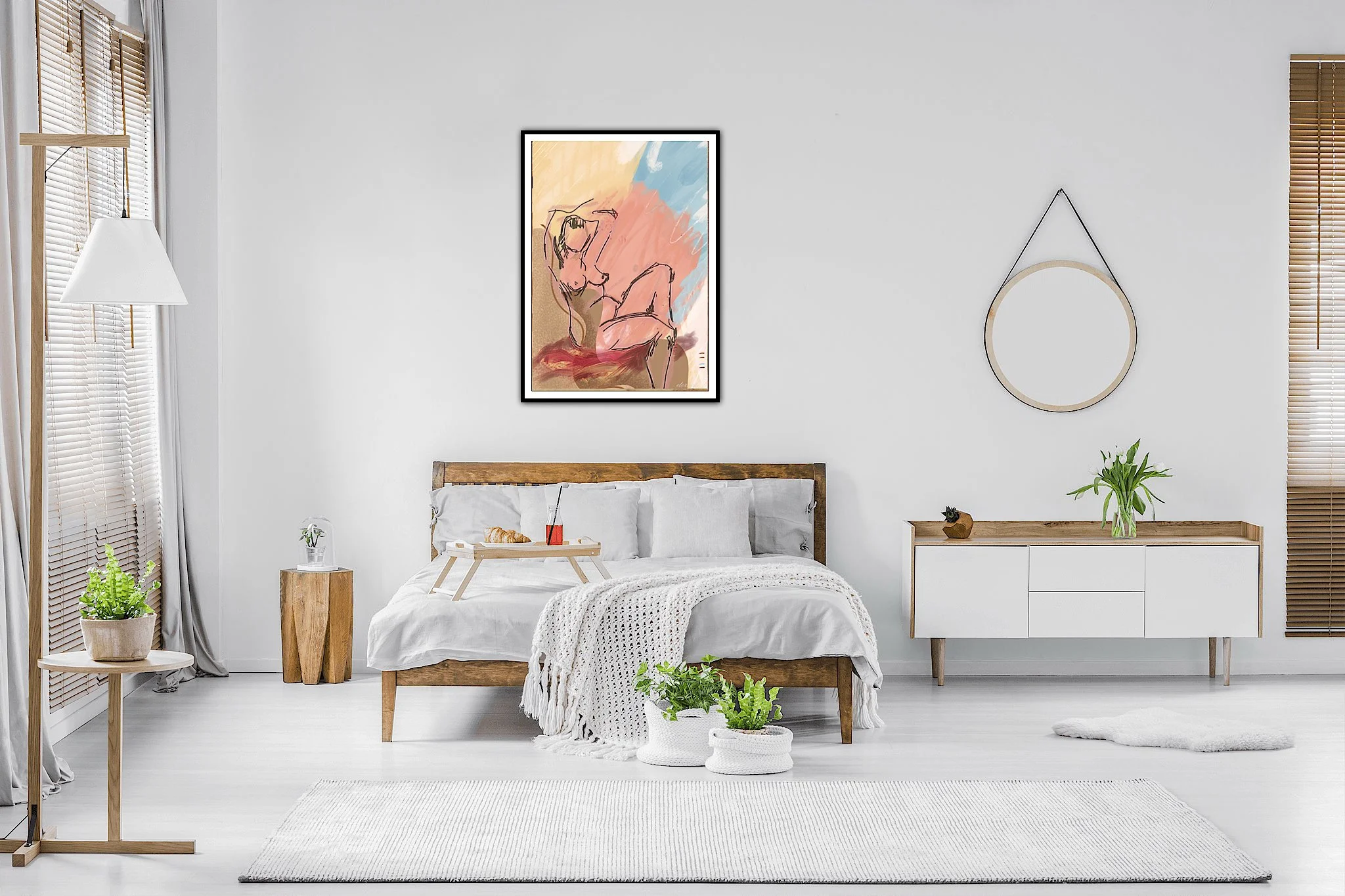 Nude Seated with Colourful Background Wall Art Print, Sydney Artist - Eternal Art & Design - Eternal Art & Design