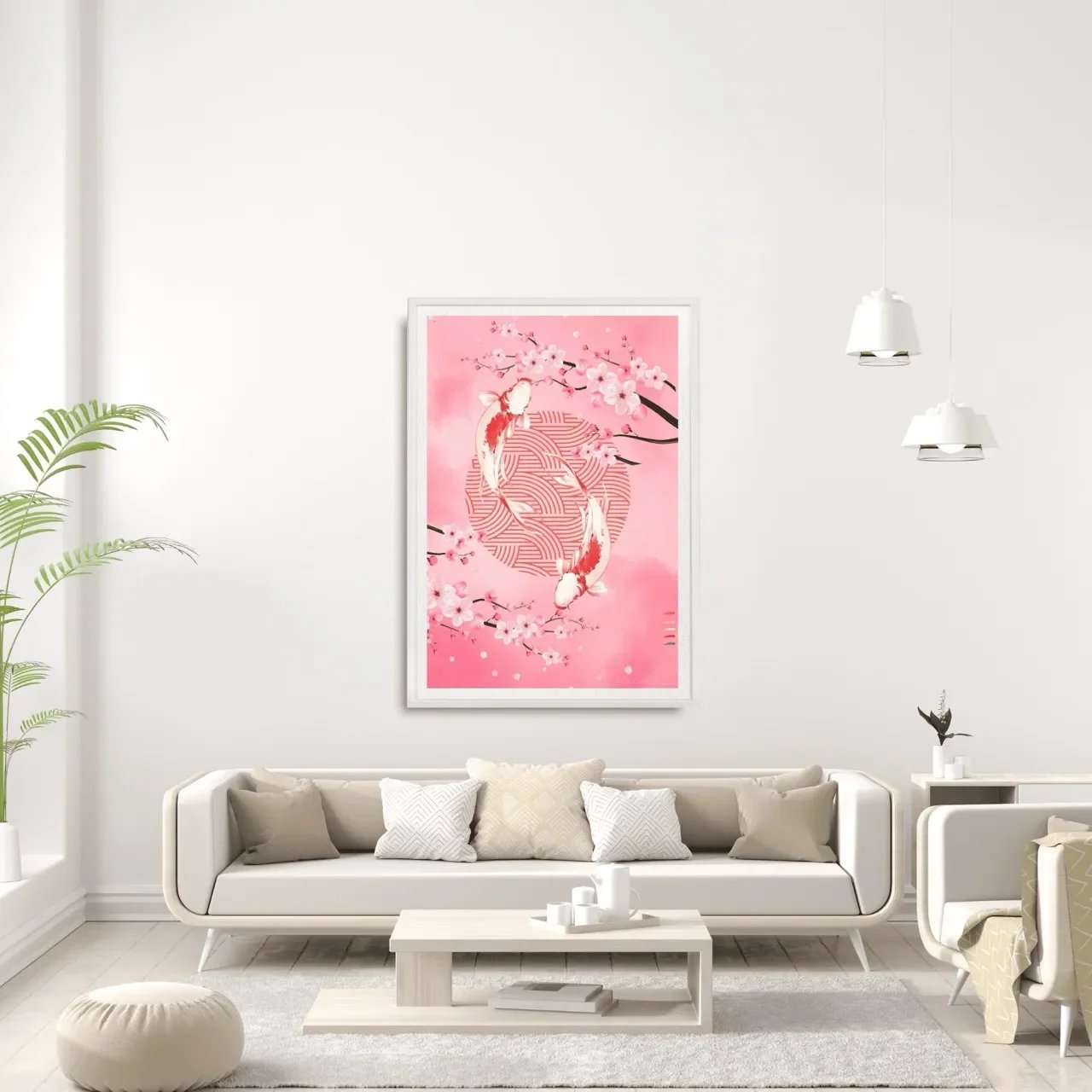 white framed koi and cherry blossom print. I10003 (2) Large_converted.webp