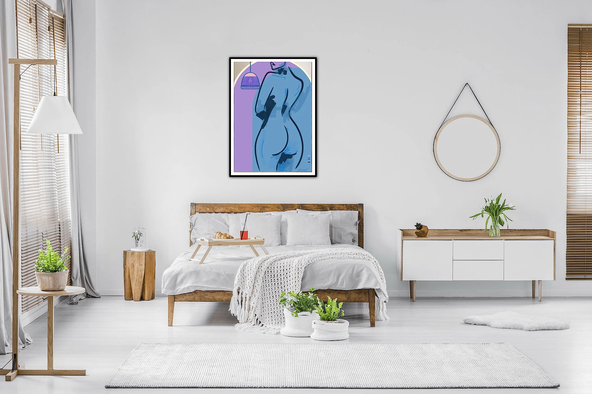 Nude Female with Lamp Art Print, Sydney Artist - Eternal Art & Design - Eternal Art & Design