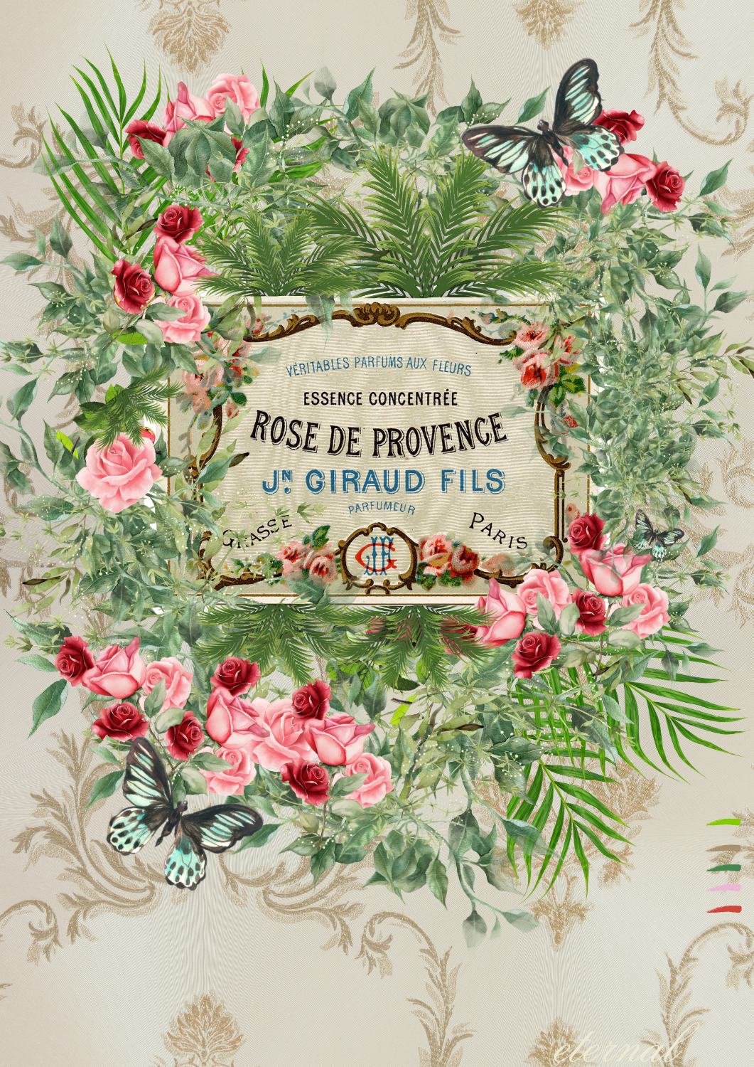 “Rose de Provence” Vintage Red Botanical Print - Special Edition Wall Art Eternal Art Prints