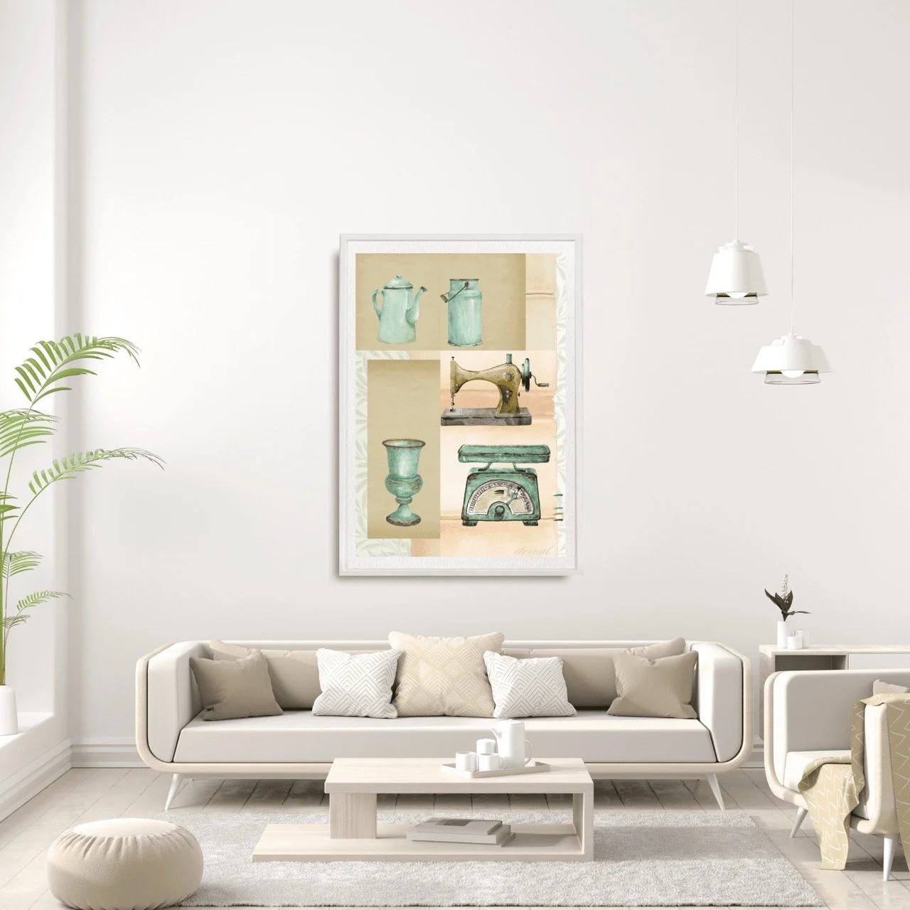 Vintage Decor Objects in Green Art Print, Eternal Art Prints - Eternal Art & Design