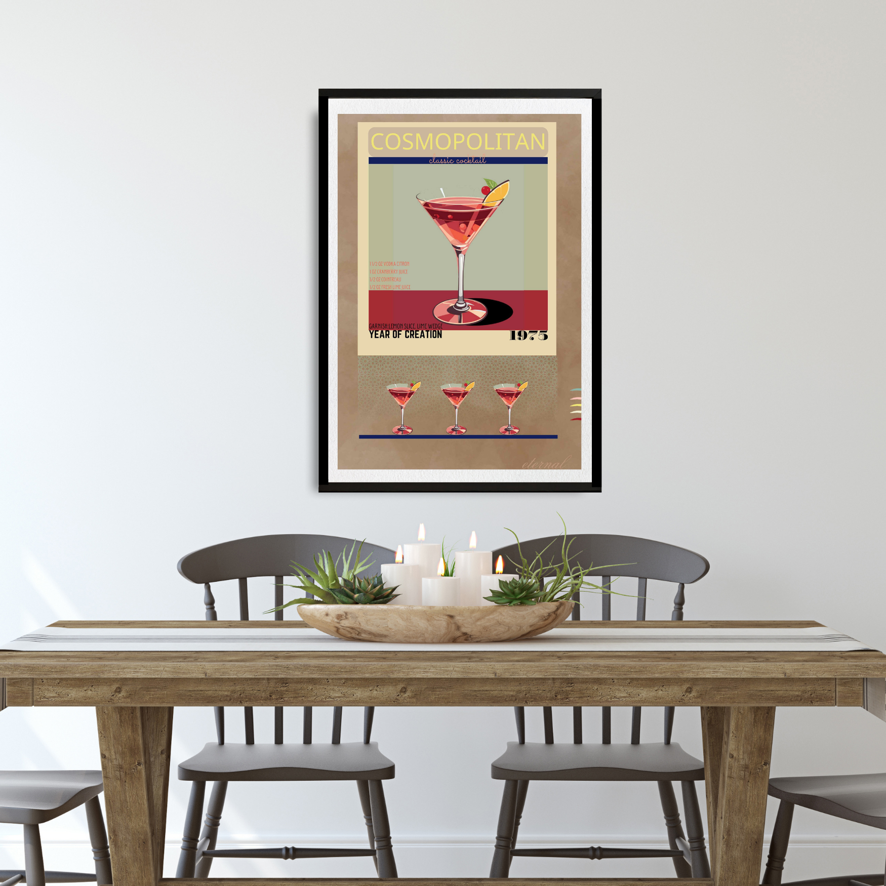 Cosmopolitan Retro Cocktail Culture Wall Art Print, Eternal Art Prints - Eternal Art & Design