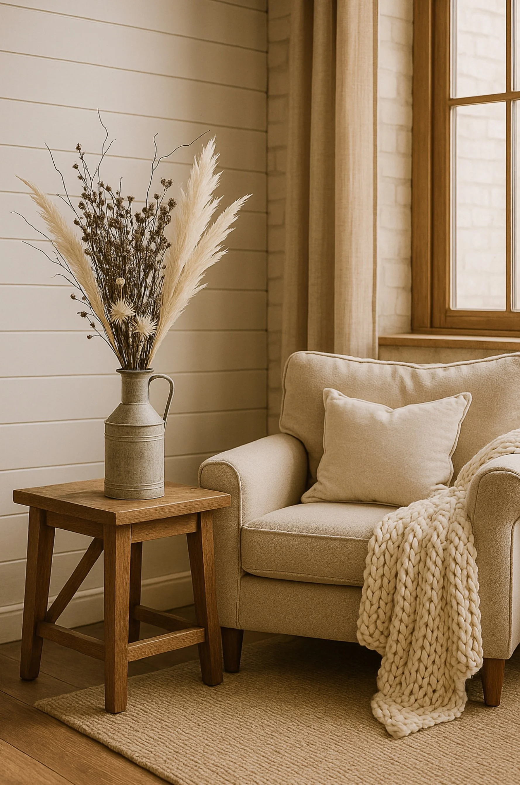 Frosted Noir Dried Floral Arrangement with Vintage Milk Jug - Eternal Stems. Handcrafted dried & preserved arrangement - Eternal Art & Design