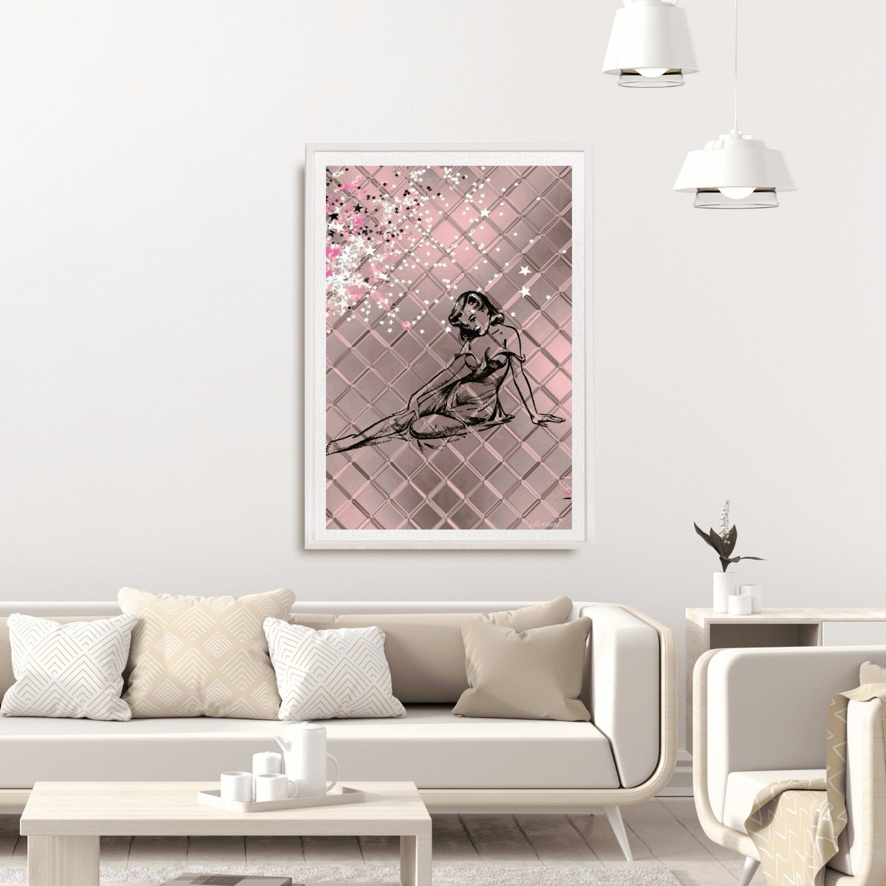 Female Icon Retro Pin-up in Pink Wall Art Print, Sydney Artist - Eternal Art Prints - Eternal Art & Design