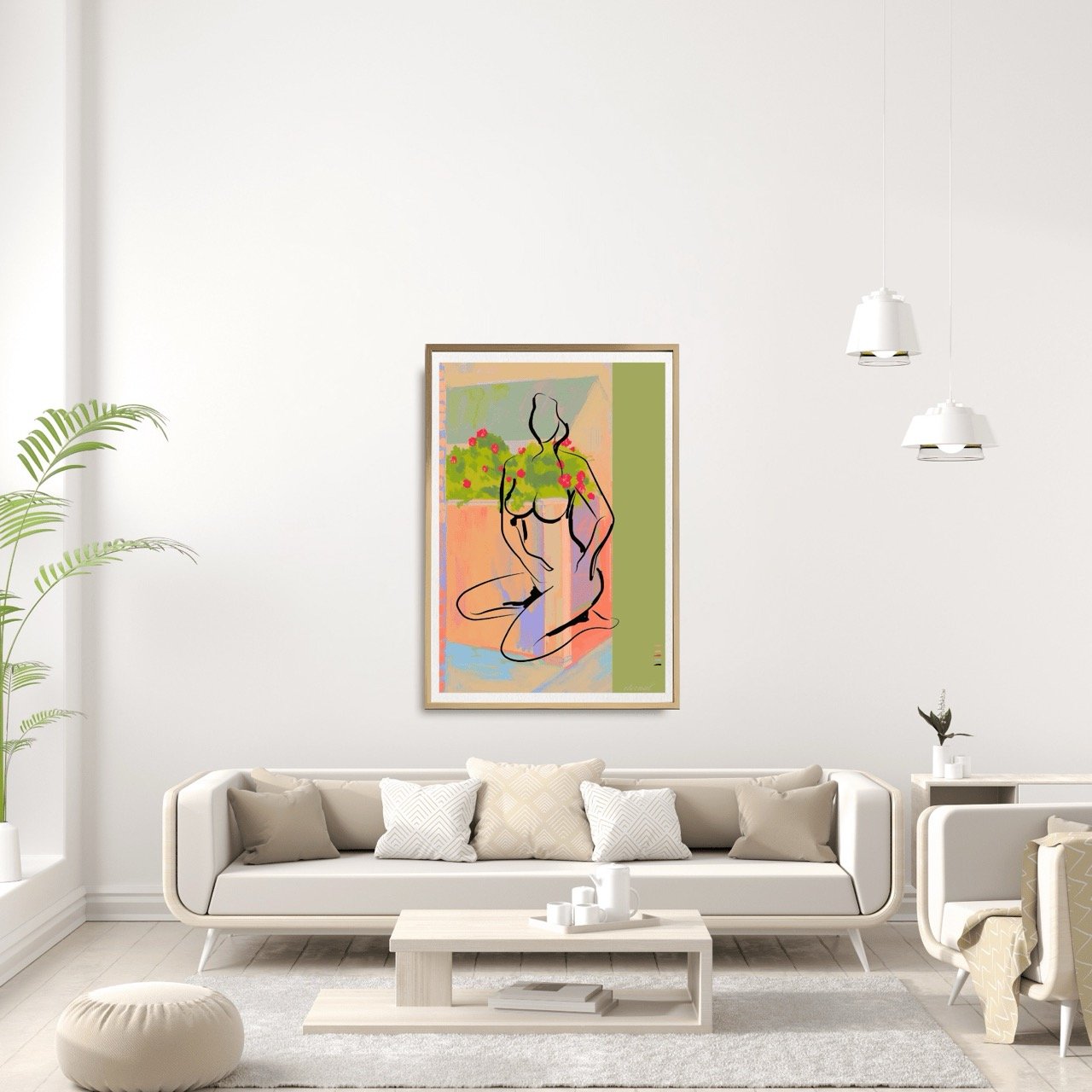 Female figure Nude with Red Flower Art Print, Sydney Artist - Eternal Art Prints - Eternal Art & Design