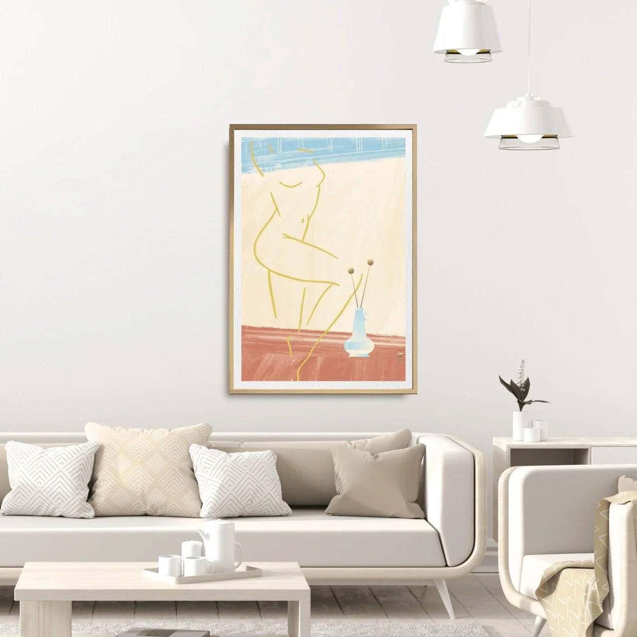 Nude Female with Blue Vase Wall Art Print, Sydney Artist - Eternal Art Prints - Eternal Art & Design