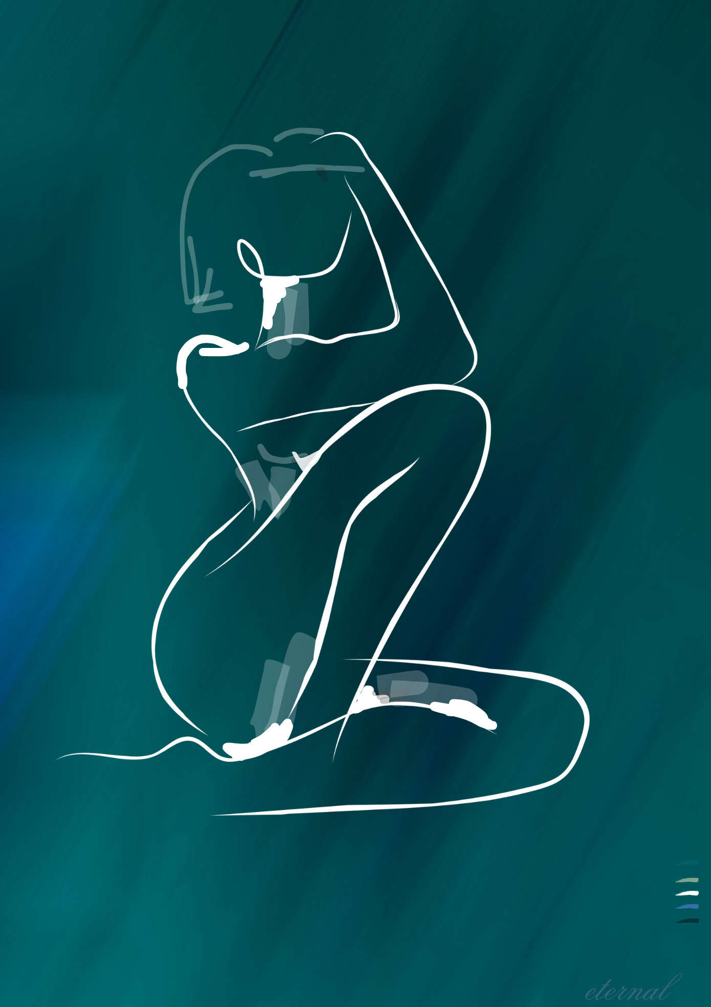 Female Figure Nude Line Drawing Wall Art Print, Sydney Artist - Eternal Art Prints