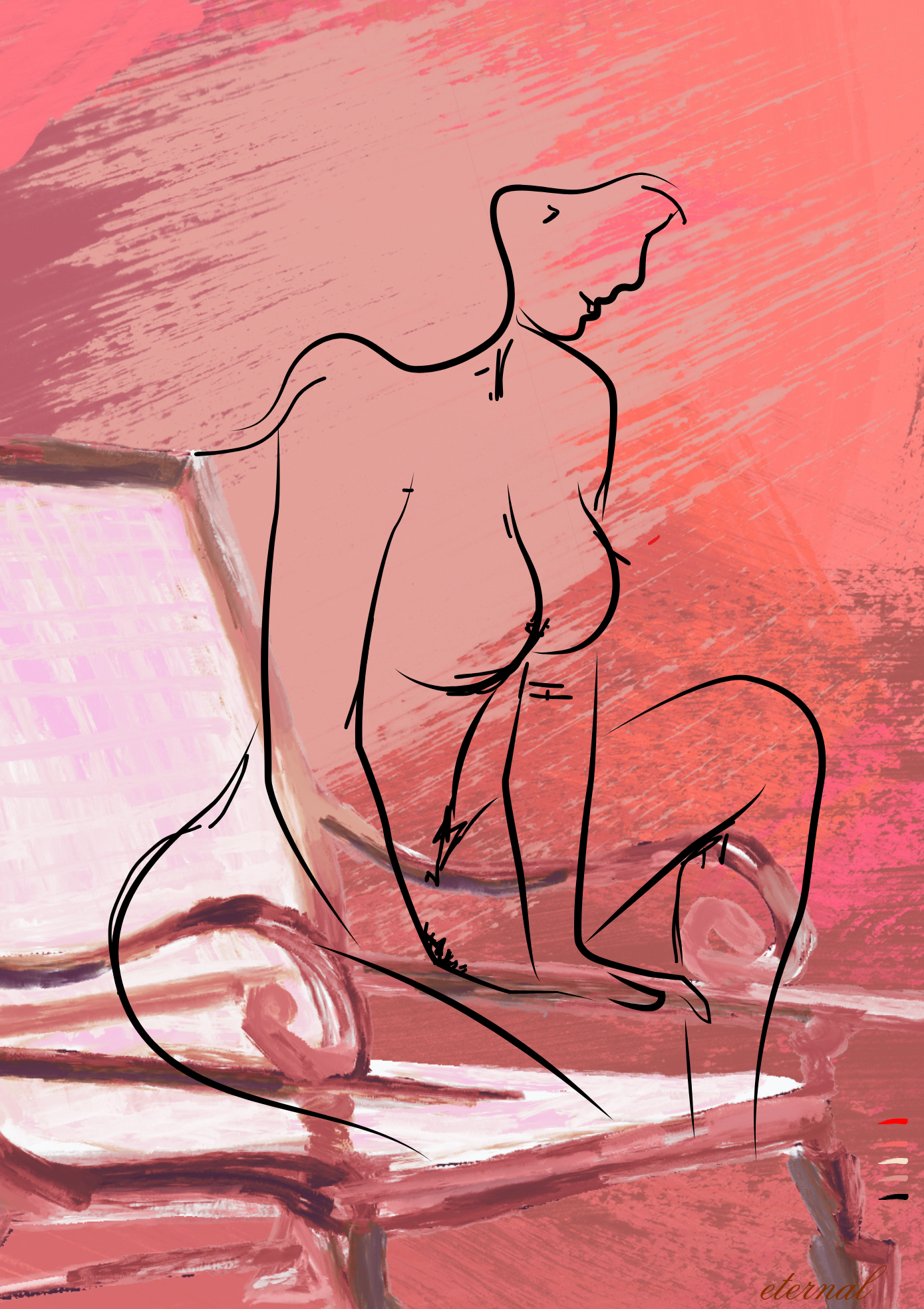 Female Form in Red Wall Art Print, Sydney Artist - Eternal Art & Design - Eternal Art & Design