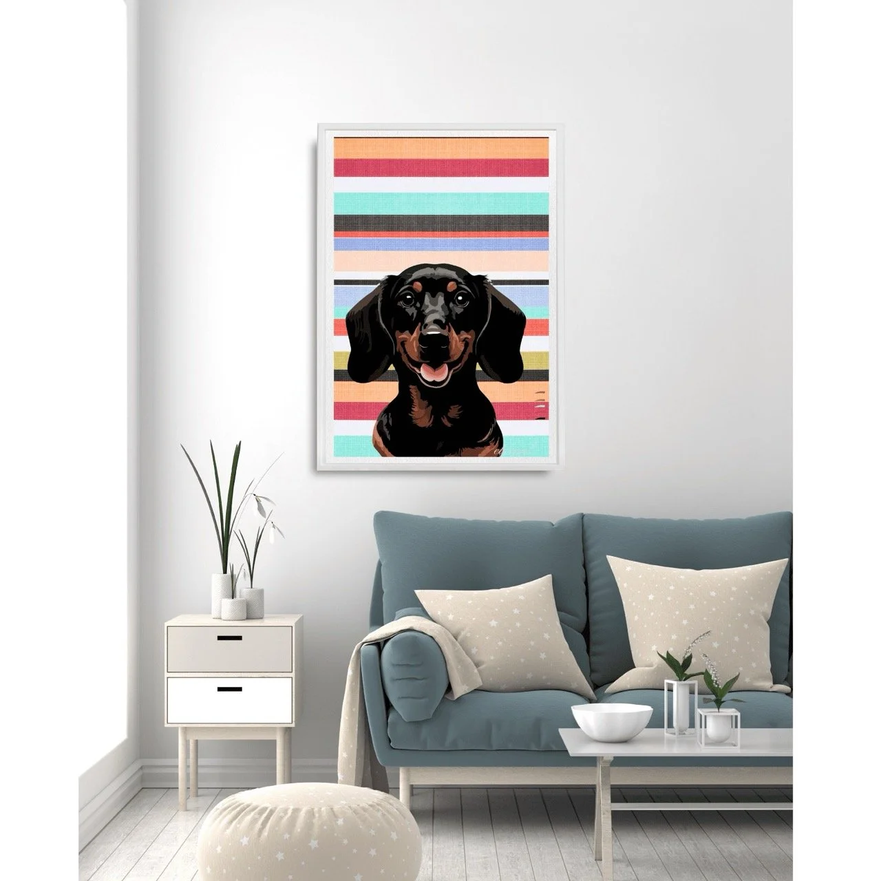 Dachshund Dog with Stripes Wall Art Print - Sydney Artist, Eternal Art Prints - Eternal Art & Design