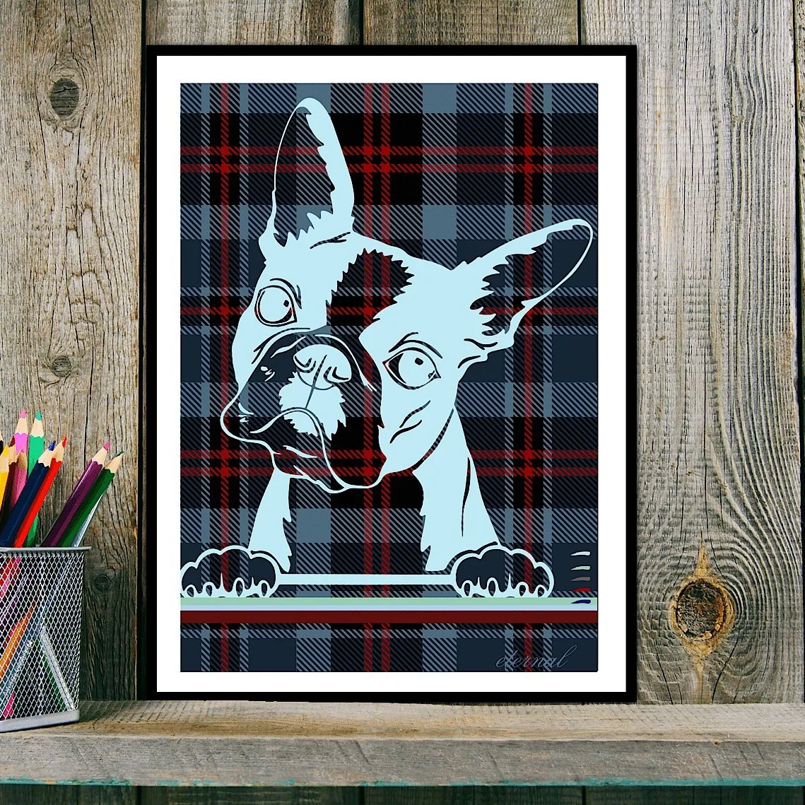Puppy Boston Terrier Wall Art Print - Sydney Artist, Eternal Art & Design - Eternal Art & Design