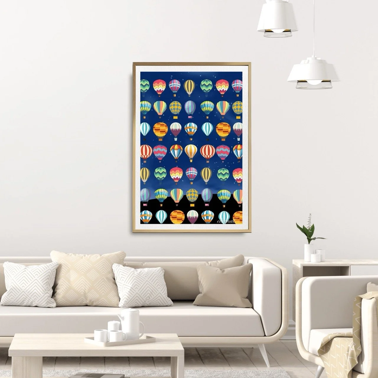 Starry Night Balloon Adventure Art Print - Sydney Artist, Eternal Art Prints - Eternal Art & Design