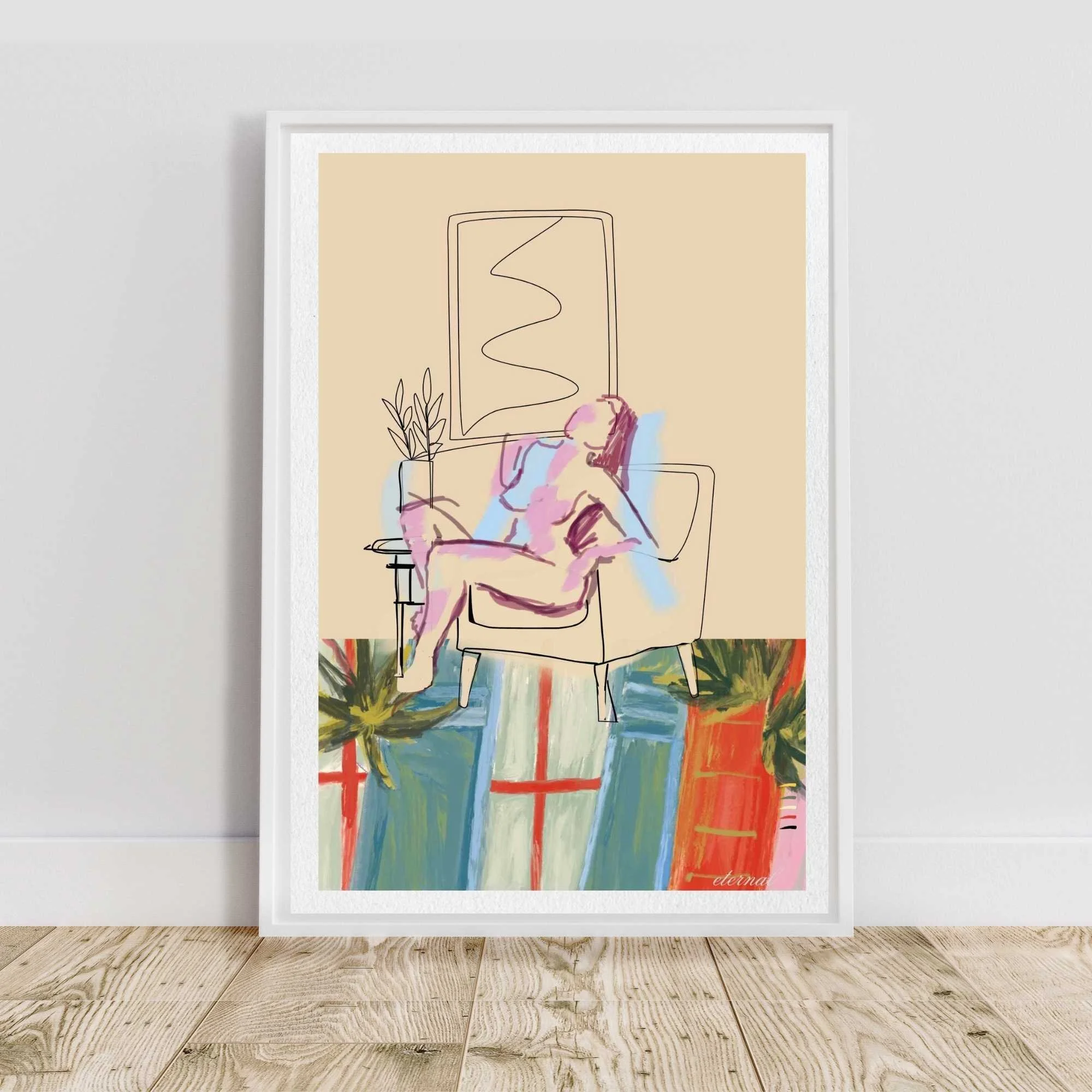 Female Figure Nude Seated with Pattern Art Print, Sydney Artist - Eternal Art Prints - Eternal Art & Design