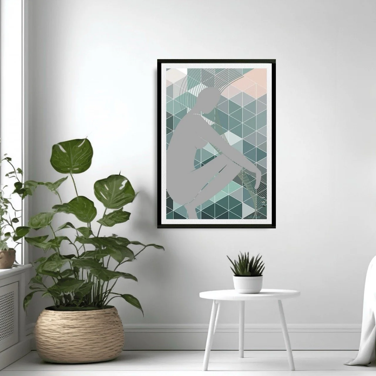 Female Nude Figure with Green Mosaic Wall Art Print, Sydney Artist - Eternal Art Prints - Eternal Art & Design