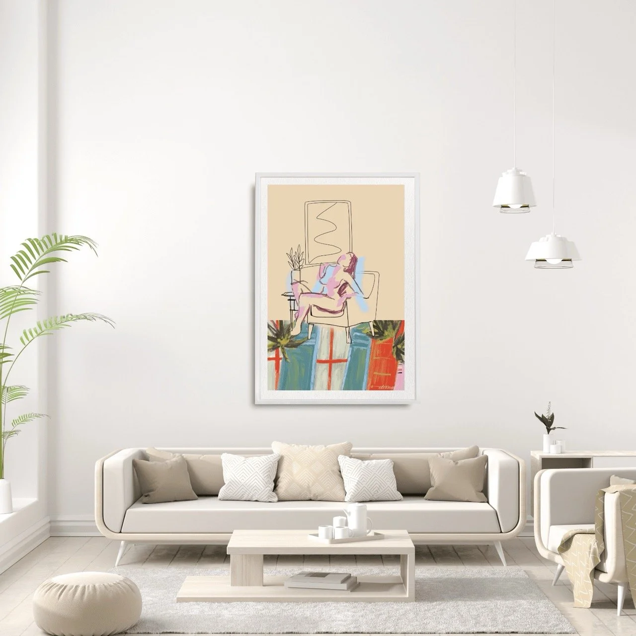 Female Figure Nude Seated with Pattern Art Print, Sydney Artist - Eternal Art Prints - Eternal Art & Design