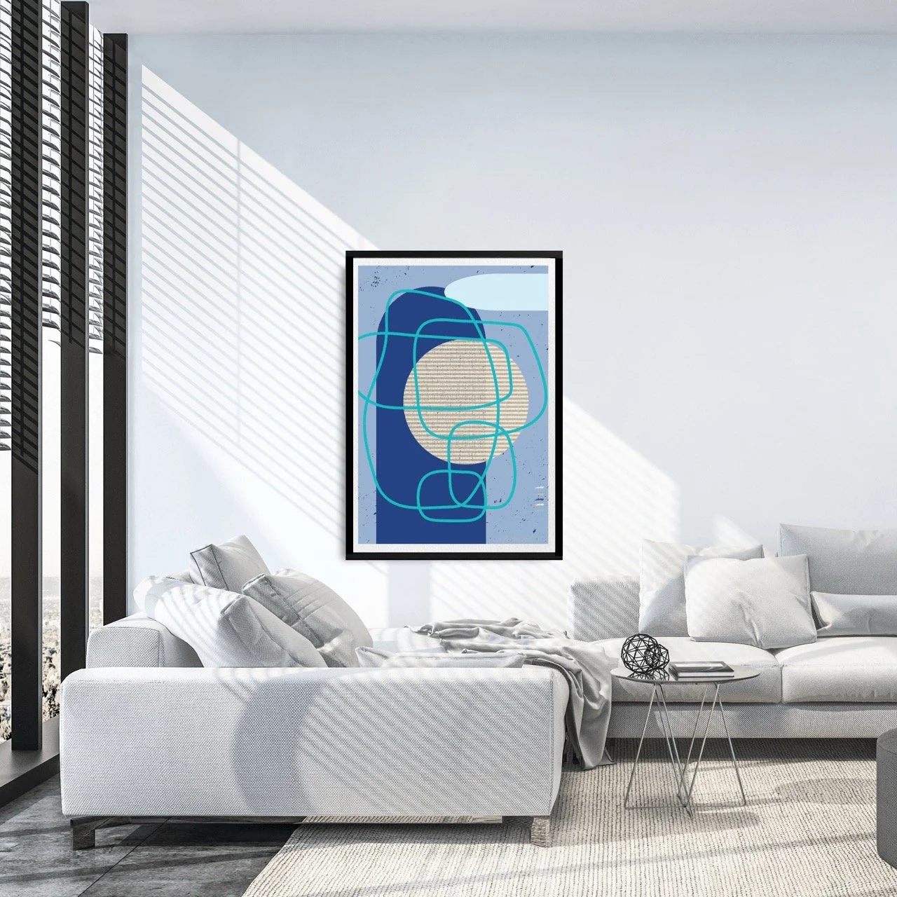 Abstract Modern Lines in Blue Art Print - Sydney Artist, Eternal Art Prints - Eternal Art & Design