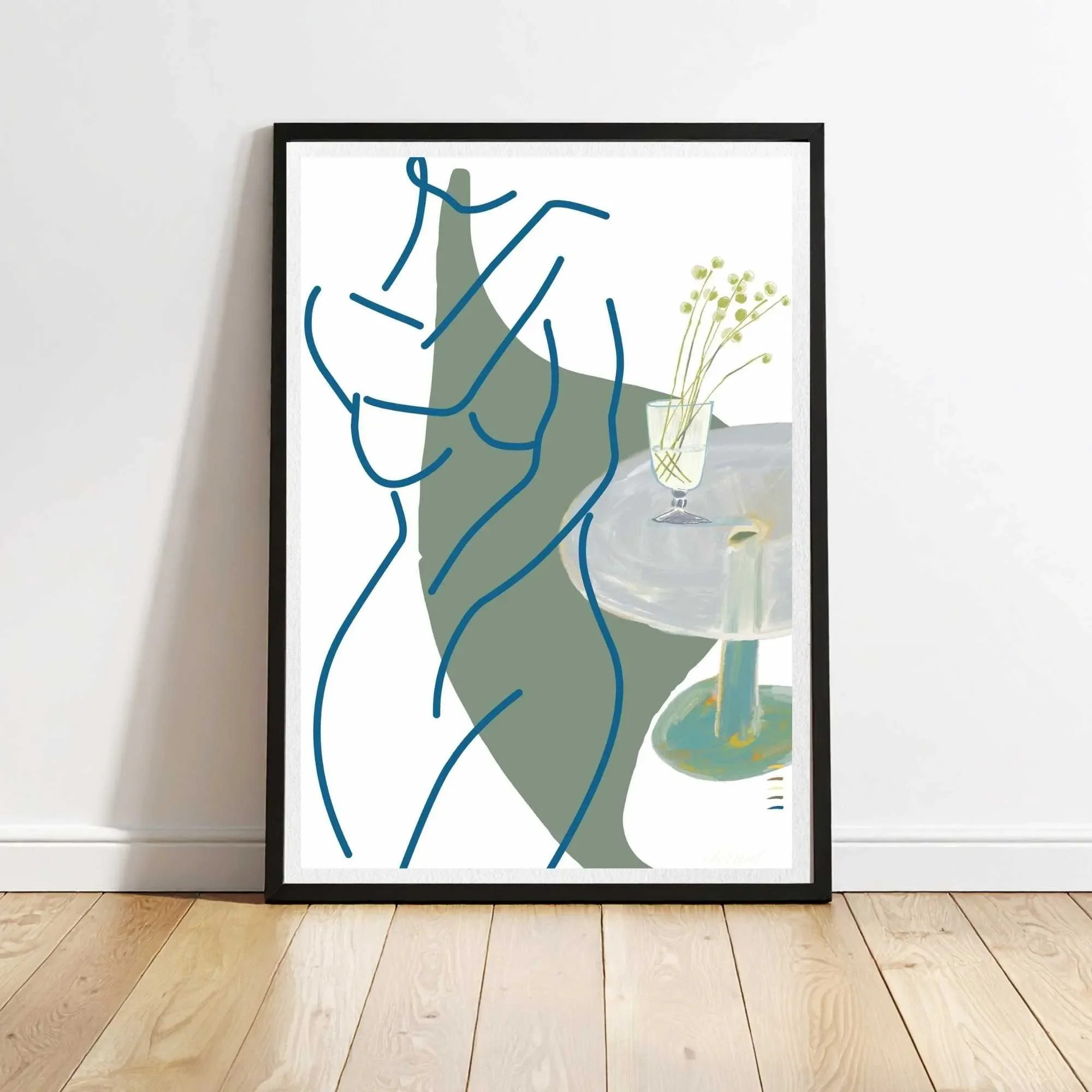 Female Line drawing Framed black wood N10037 cnr_converted.webp