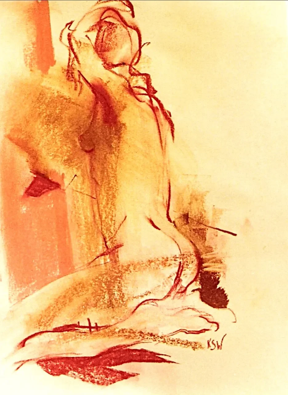 Female Form kneeling | Soft Pastel on Stonehenge | 594mmw x 420mmh     PRIVATE OWNER