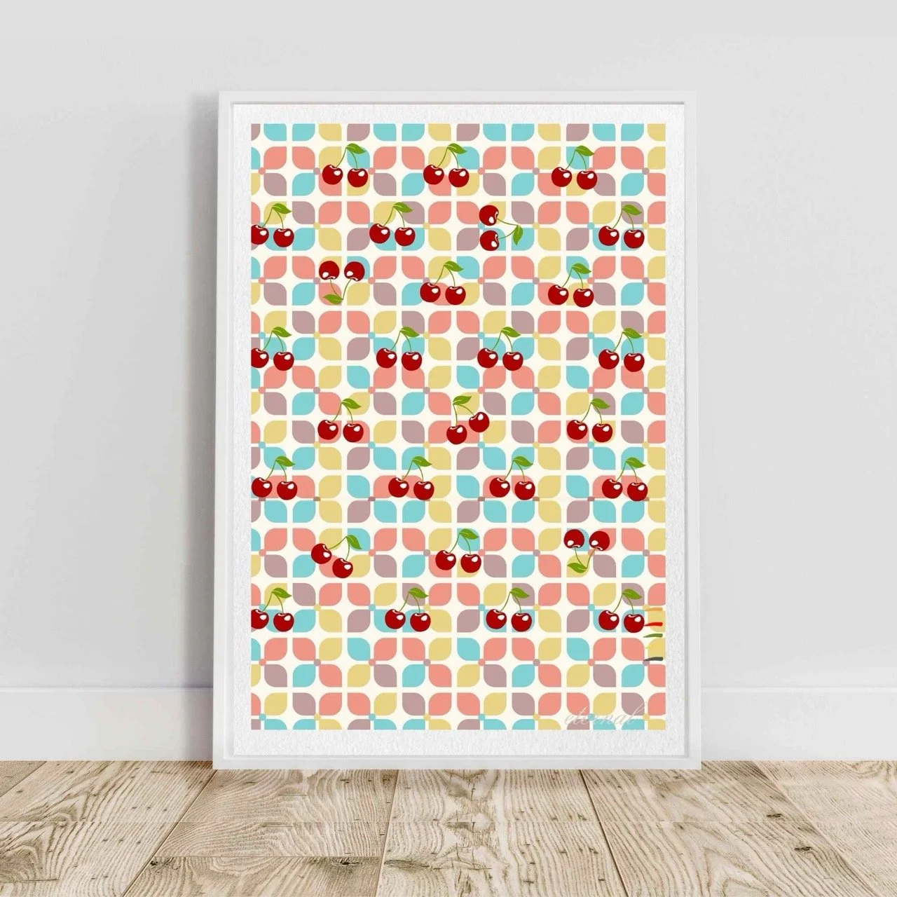 Cherry Red Retro Wall Art Print, Eternal Art Prints