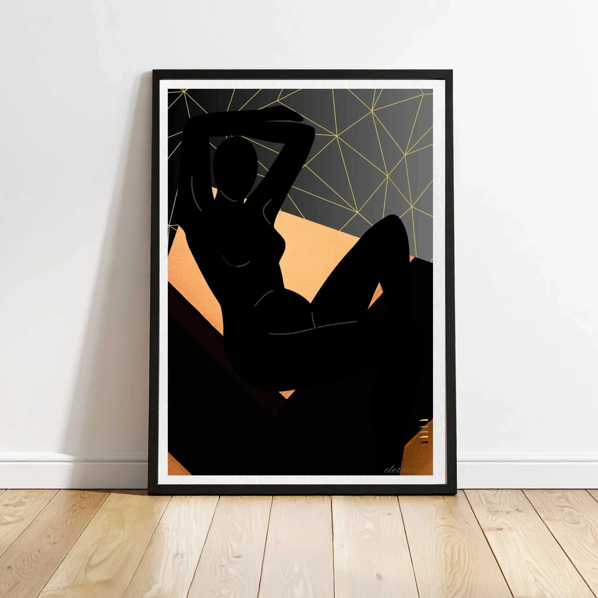Female Figure Nude Reclining with Orange Mosaic Art Print, Sydney Artist - Eternal Art Prints