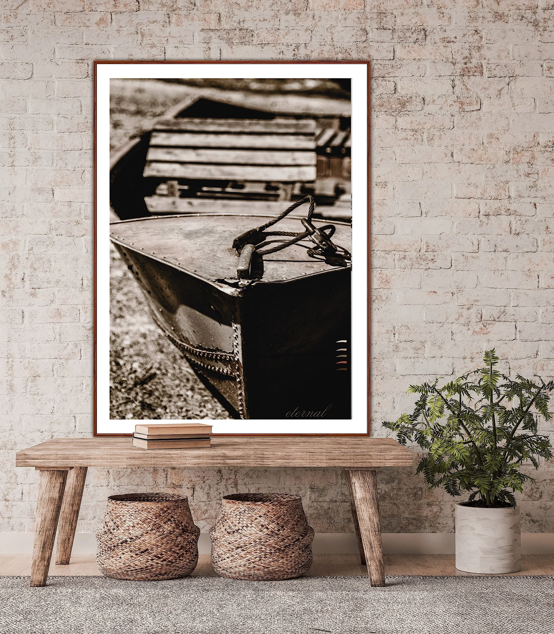 Rustic Wood Metal Boat Wall Art Print,Eternal Art & Design - Eternal Art & Design