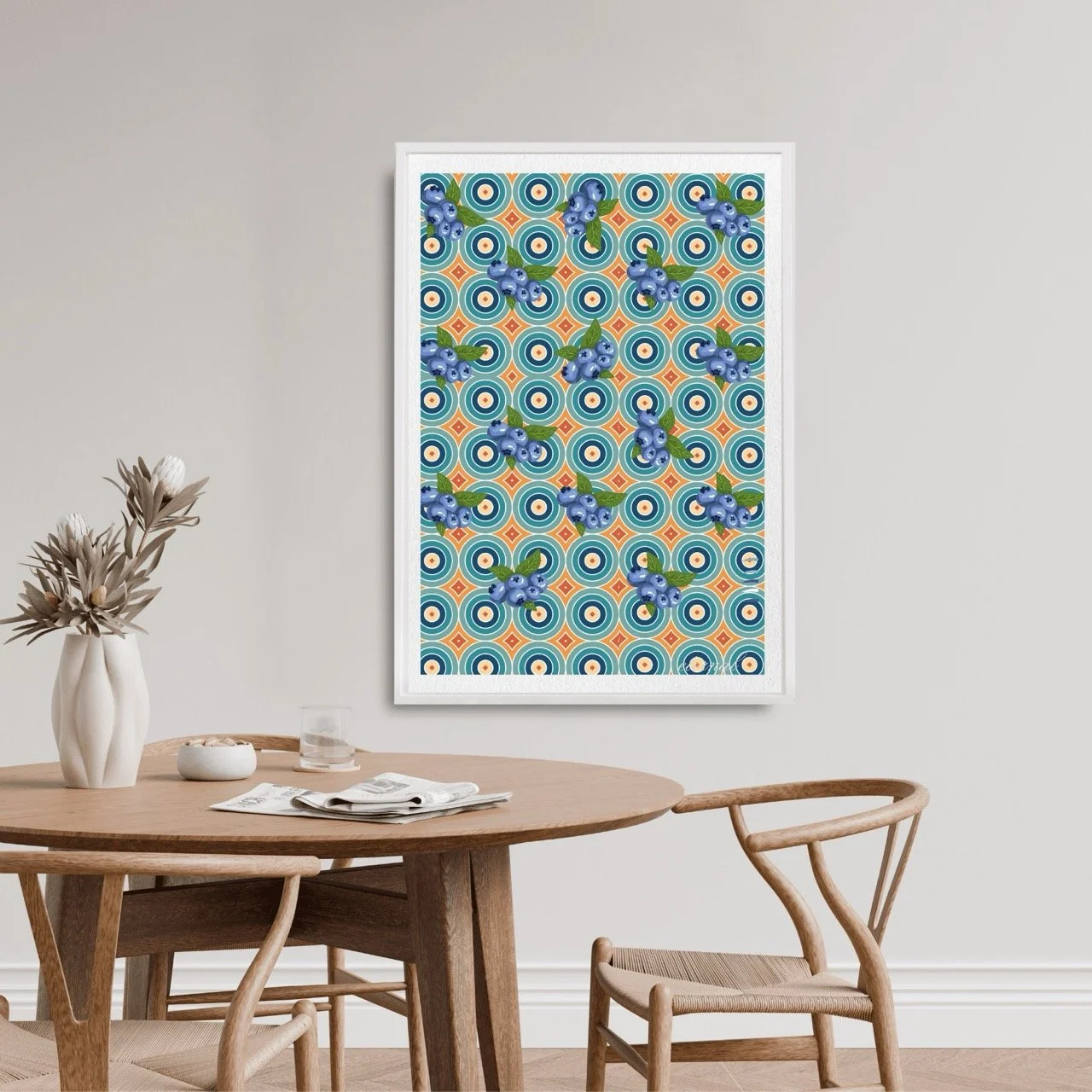 Blueberry Burst Retro Wall Art Print, Eternal Art Prints - Eternal Art & Design