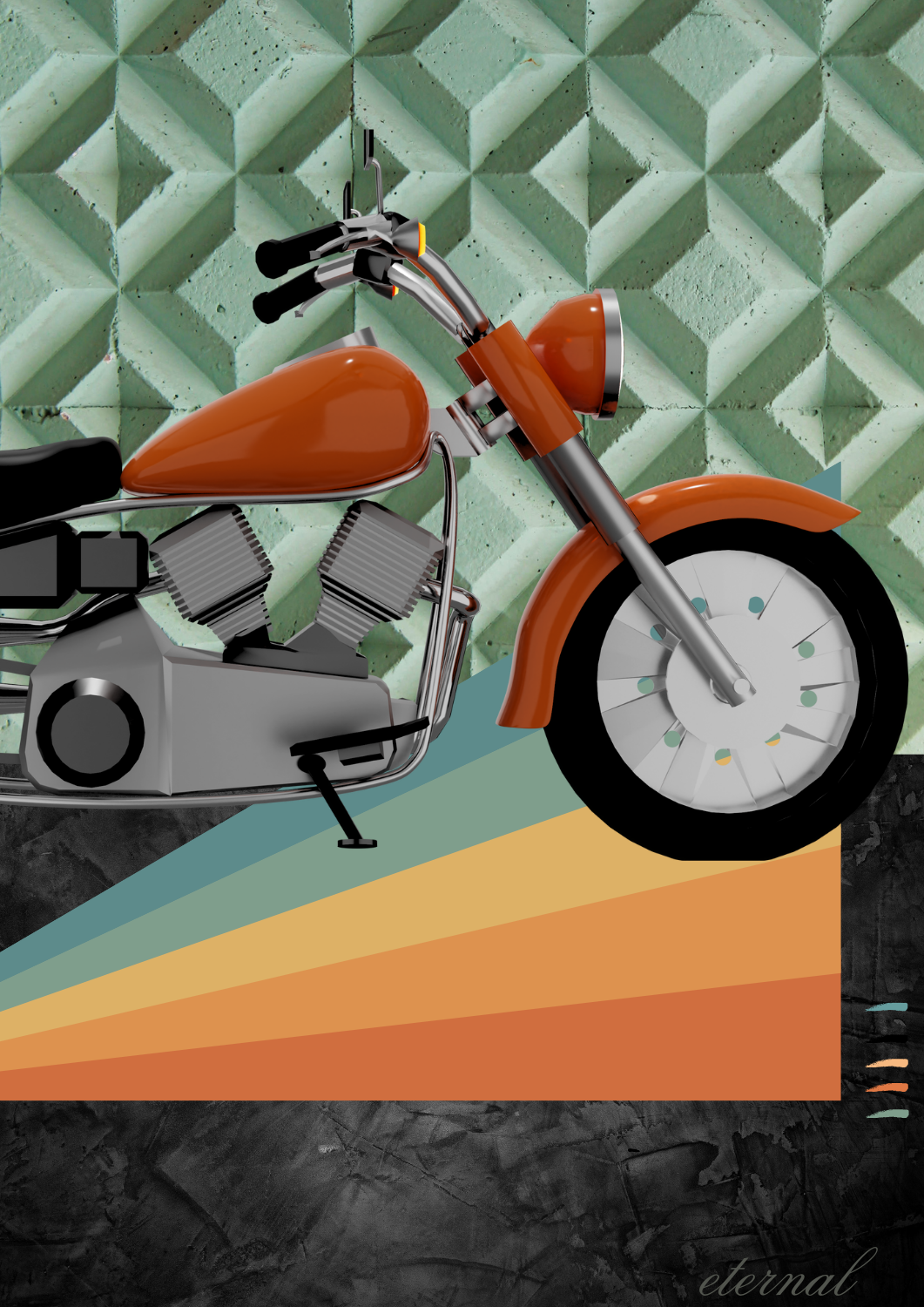 Retro Motorcycle Art Print - Sydney Artist, Eternal Art Prints