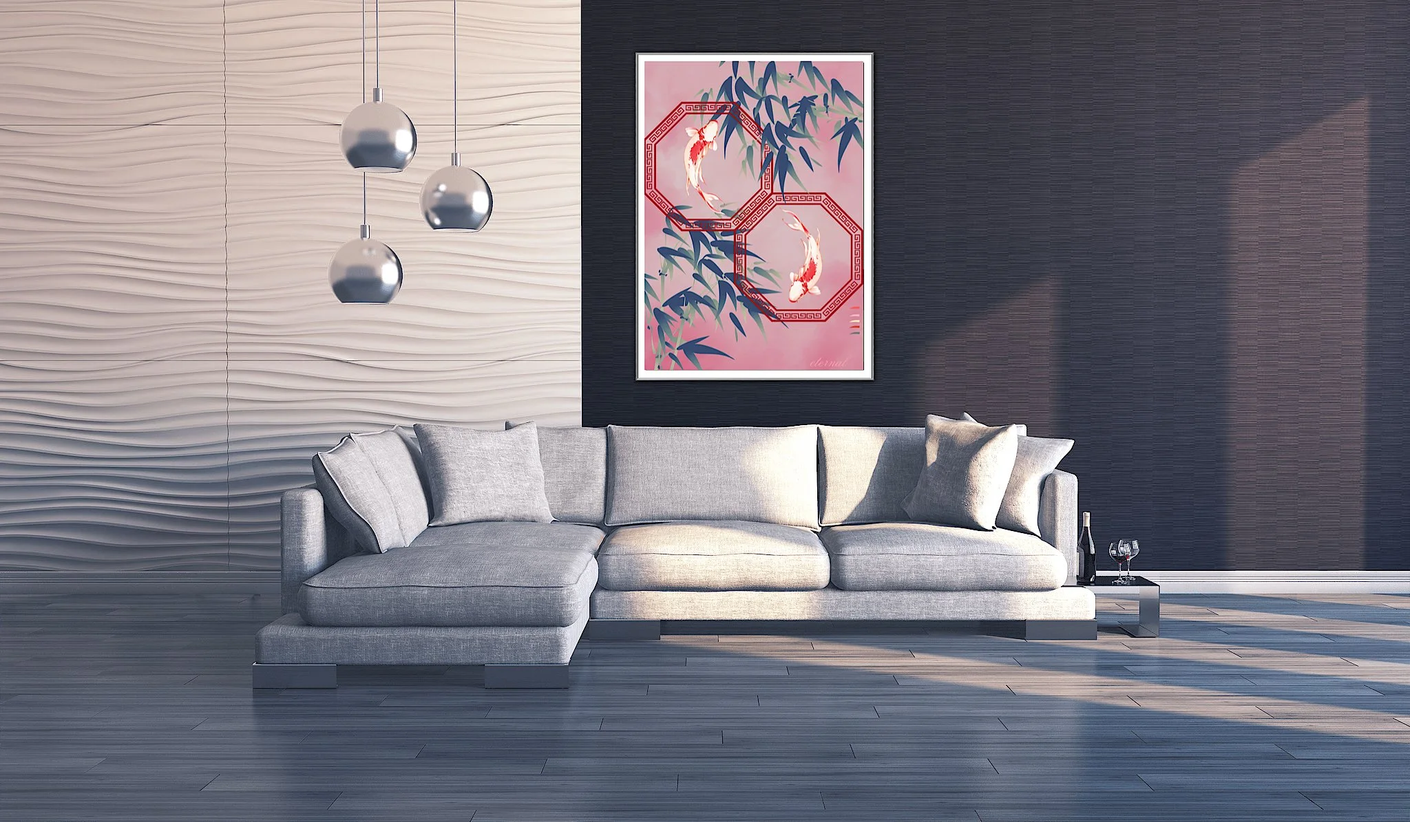 Koi and Bamboo Wall Art Print, Eternal Art & Design - Eternal Art & Design