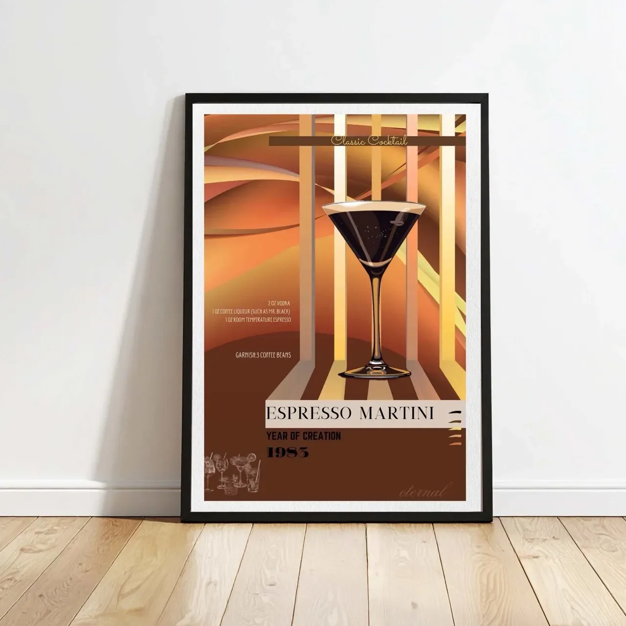 cocktail art print black wood frame I10094 Large cnr_converted.webp
