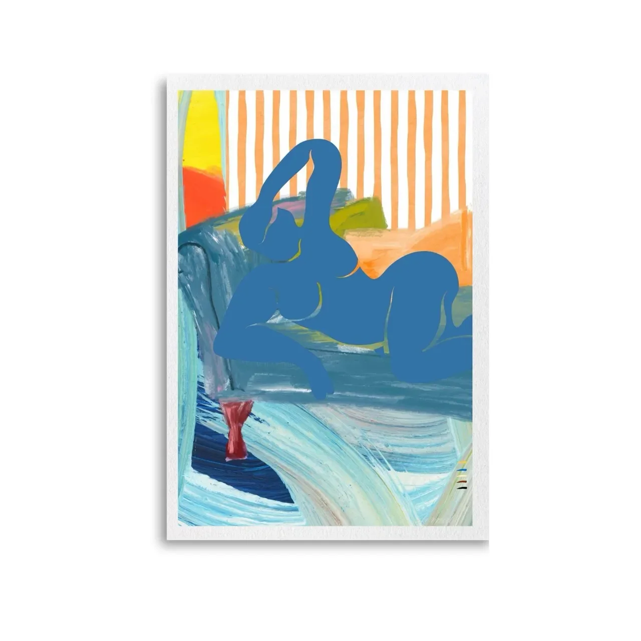 Modern Reclining Woman with Stripes Art Print, Sydney Artist - Eternal Art Prints