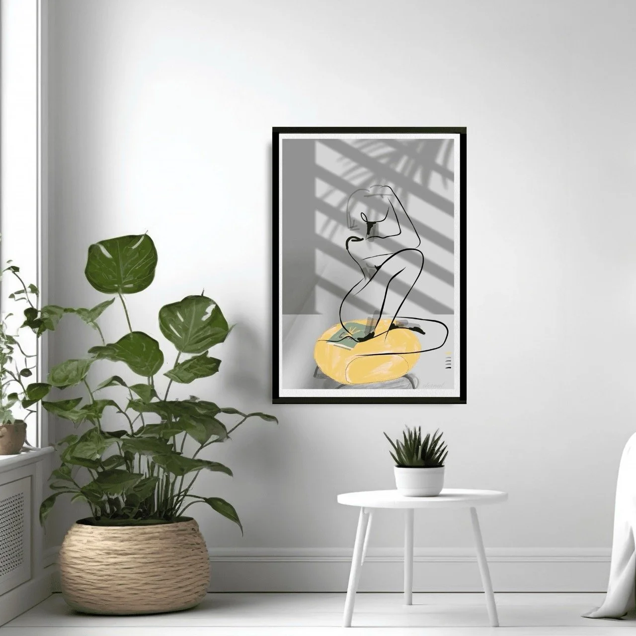 Nude Female Seated on Yellow Ottoman Art Print, Sydney Artist - Eternal Art Prints - Eternal Art & Design