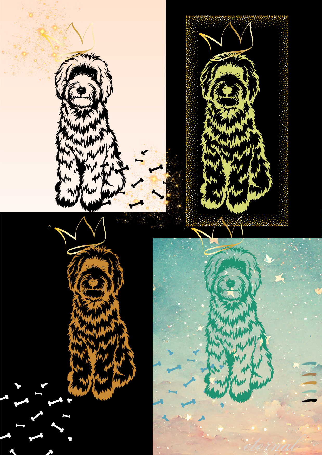 Golden Doodle Dog Wall Art Print - Sydney Artist, Eternal Art Prints