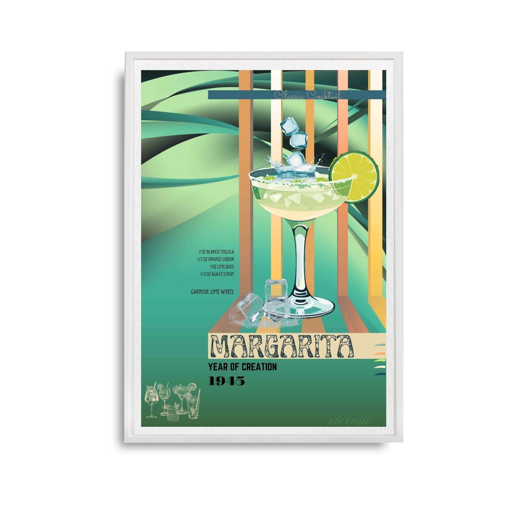 Retro Margarita Lime Classic Cocktail Culture Art Print, Eternal Art Prints - Eternal Art & Design