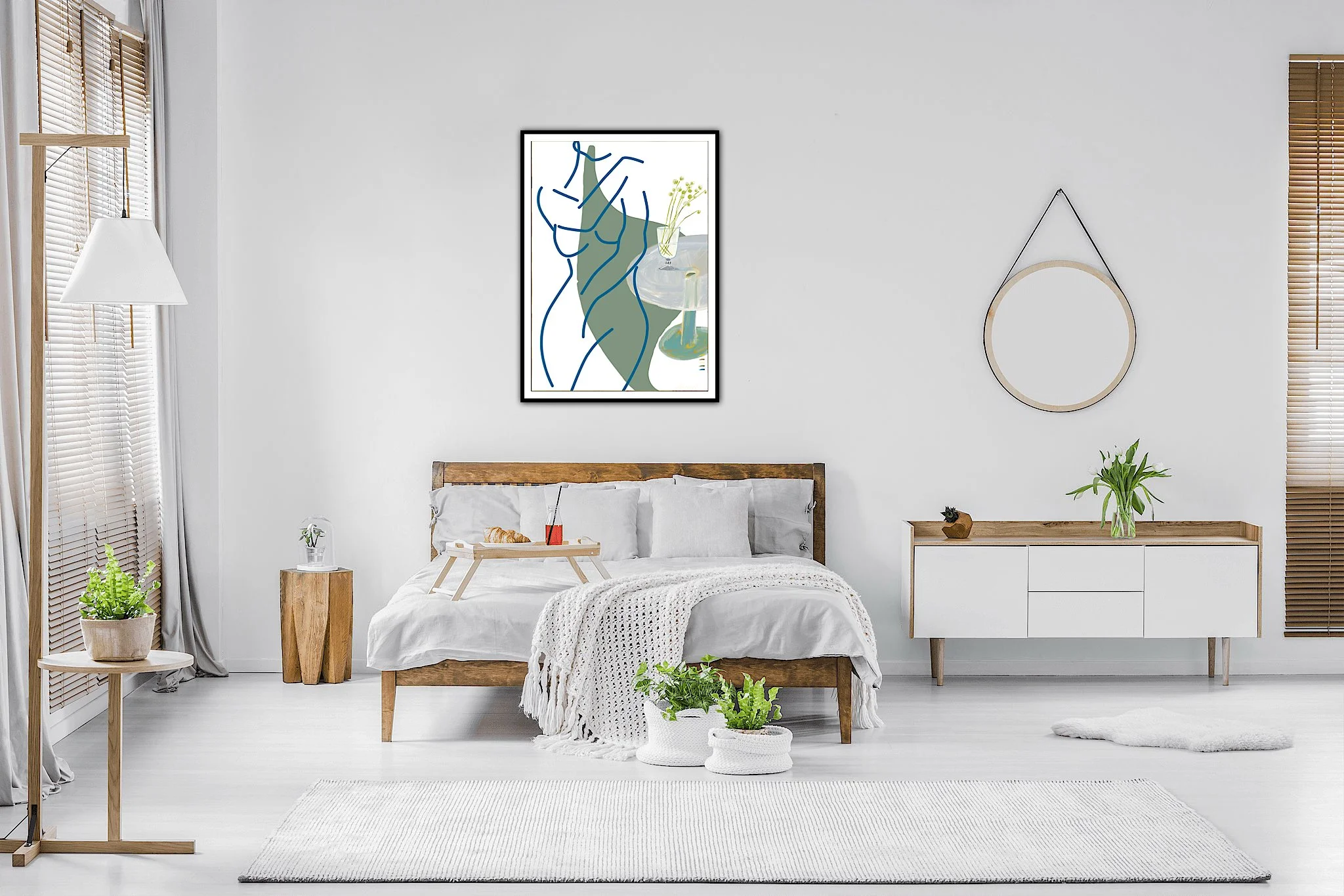 Minimalist Line Drawing with Billy Buttons Wall Art Print, Sydney Artist - Eternal Art & Design - Eternal Art & Design