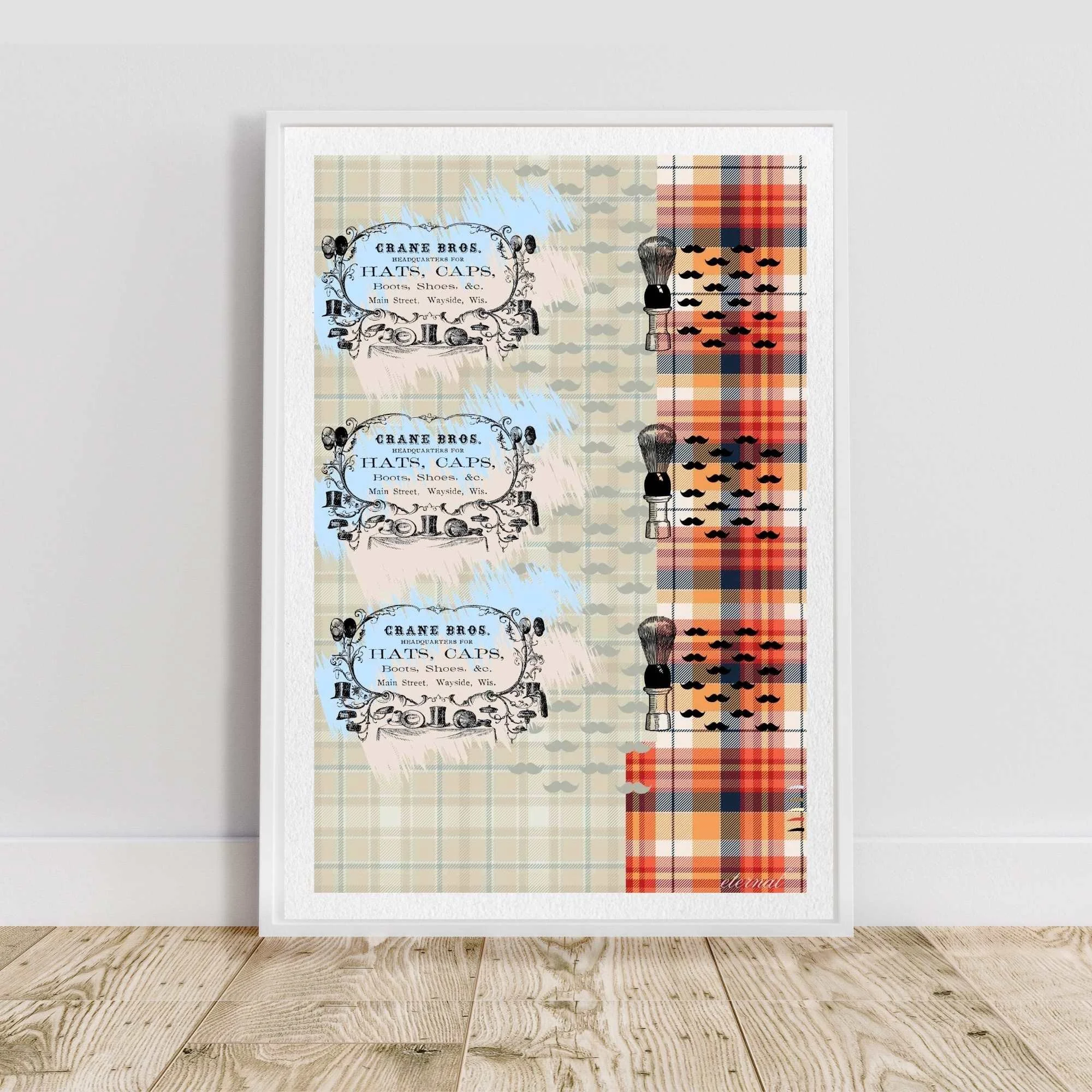 Retro-inspired Top Hat & Moustache Print - Sydney Artist, Eternal Art Prints - Eternal Art & Design