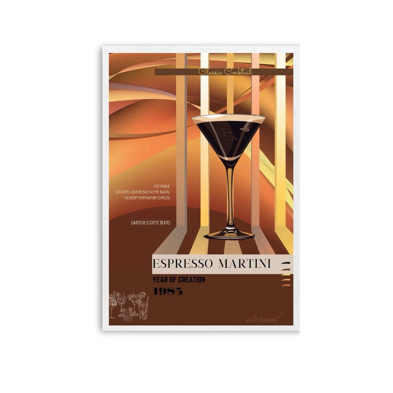 Espresso Martini Retro Cocktail Culture Wall Art Print, Eternal Art Prints - Eternal Art & Design