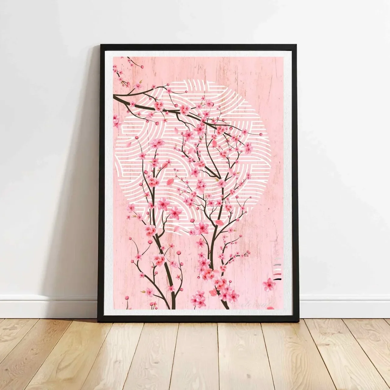 Oriental Pink Cherry Blossoms Wall Art Print, Eternal Art Prints