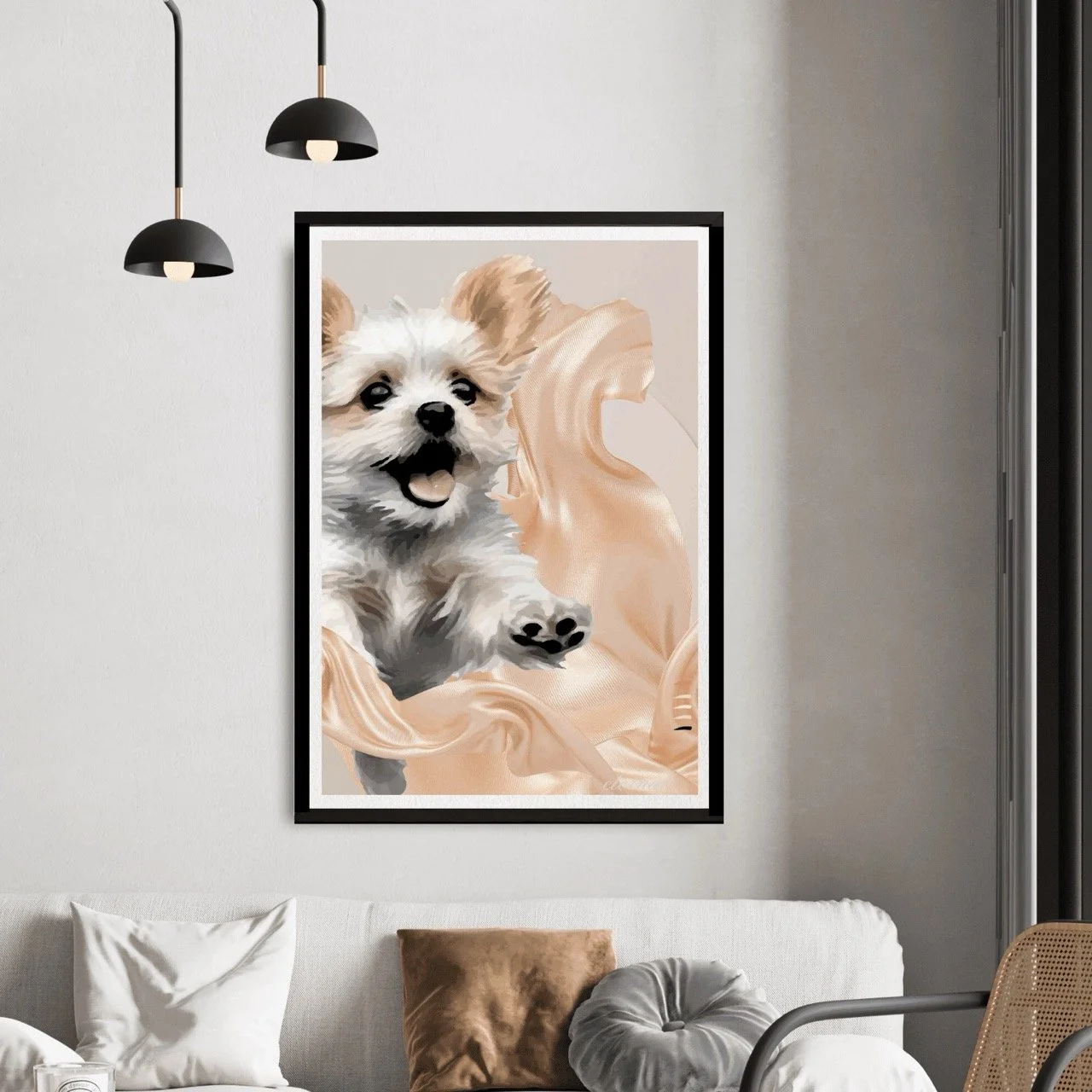 Yorkshire Terrier Puppy Love Wall Art Print - Sydney Artist, Eternal Art Prints - Eternal Art & Design