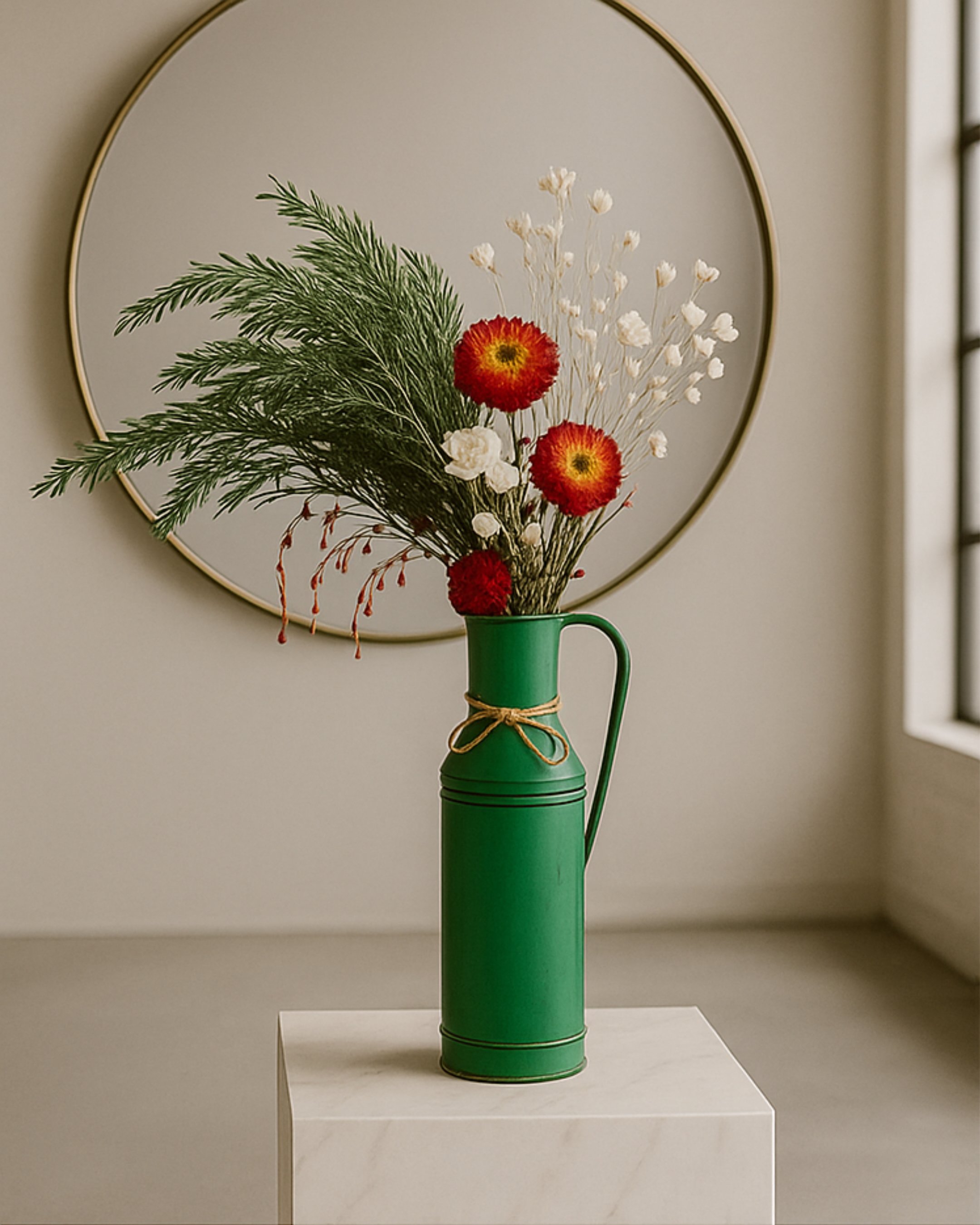 Signature Arrangement in Vintage Milk Jug - Eternal Stems. Handcrafted dried & preserved arrangement