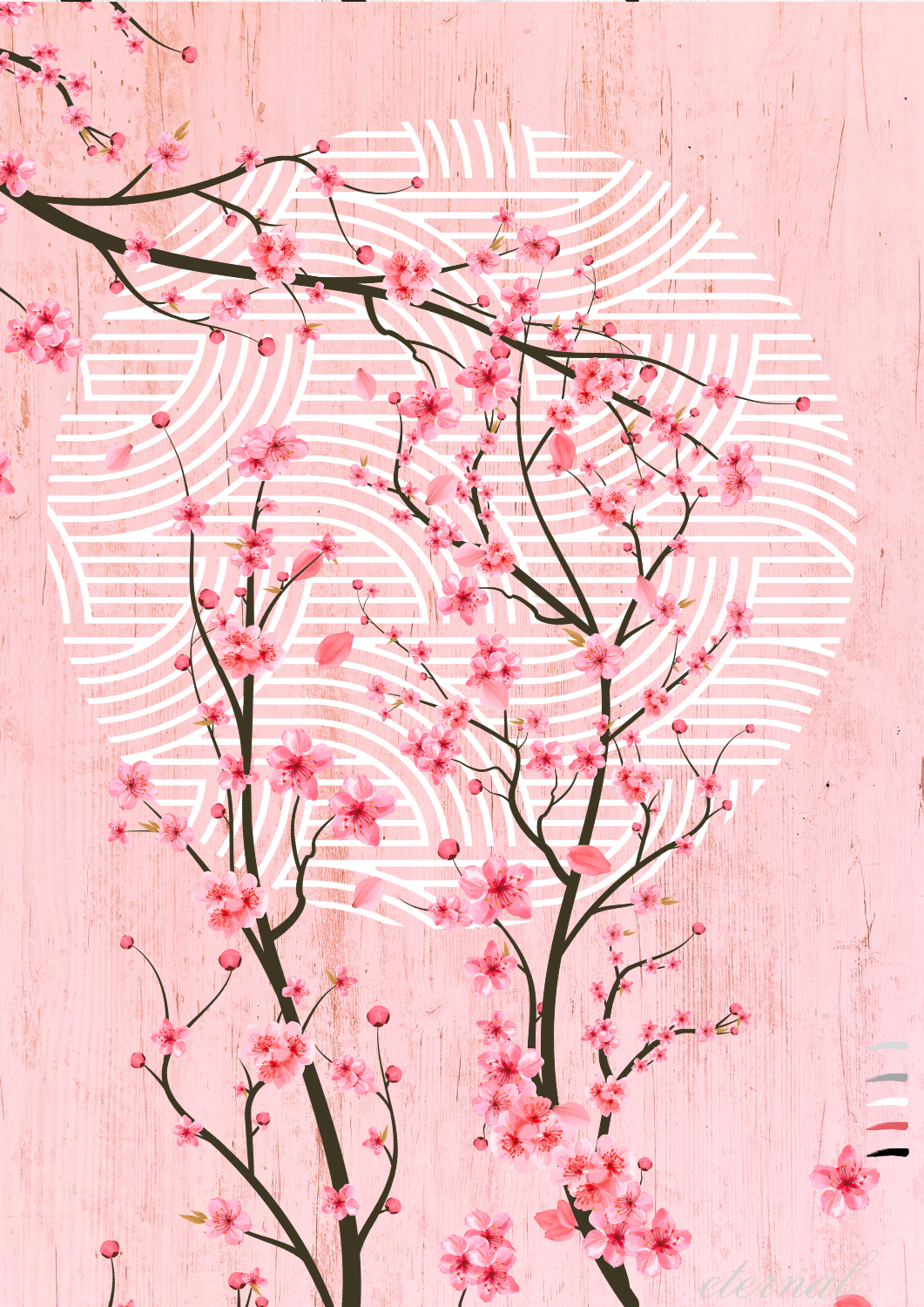 Oriental Pink Cherry Blossoms Wall Art Print, Eternal Art & Design - Eternal Art & Design