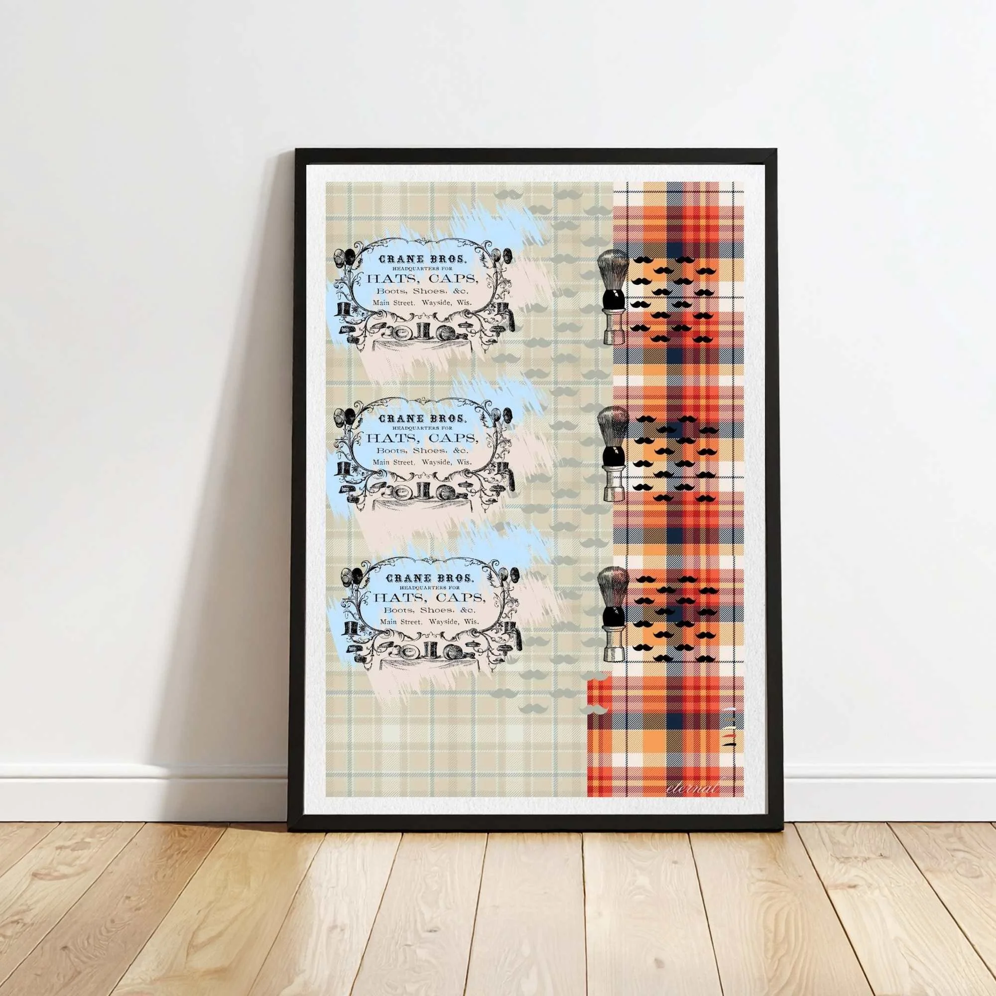 Retro-inspired Top Hat & Moustache Print - Sydney Artist, Eternal Art Prints