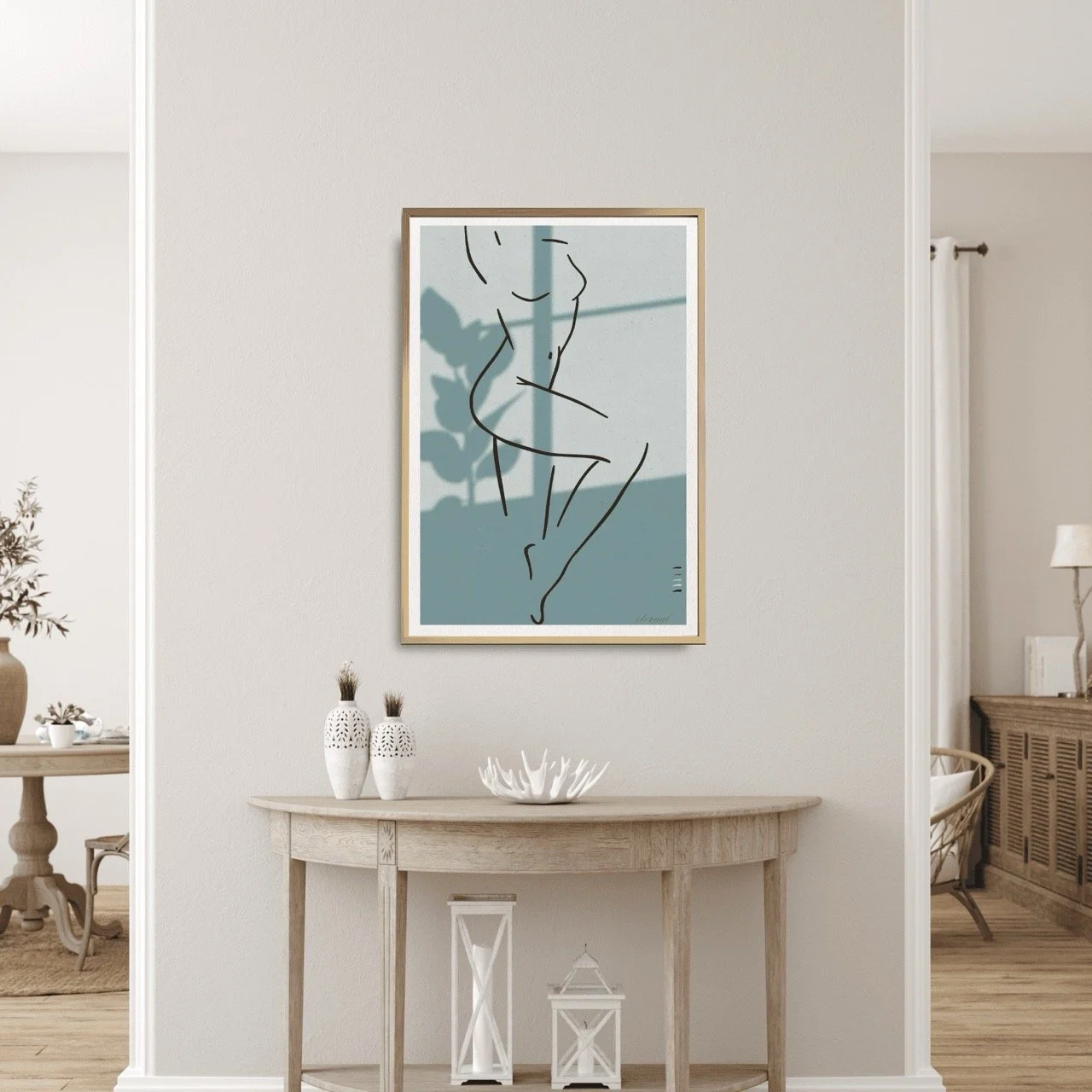 Female Line Drawing Standing in Window Art Print, Sydney Artist - Eternal Art Prints - Eternal Art & Design