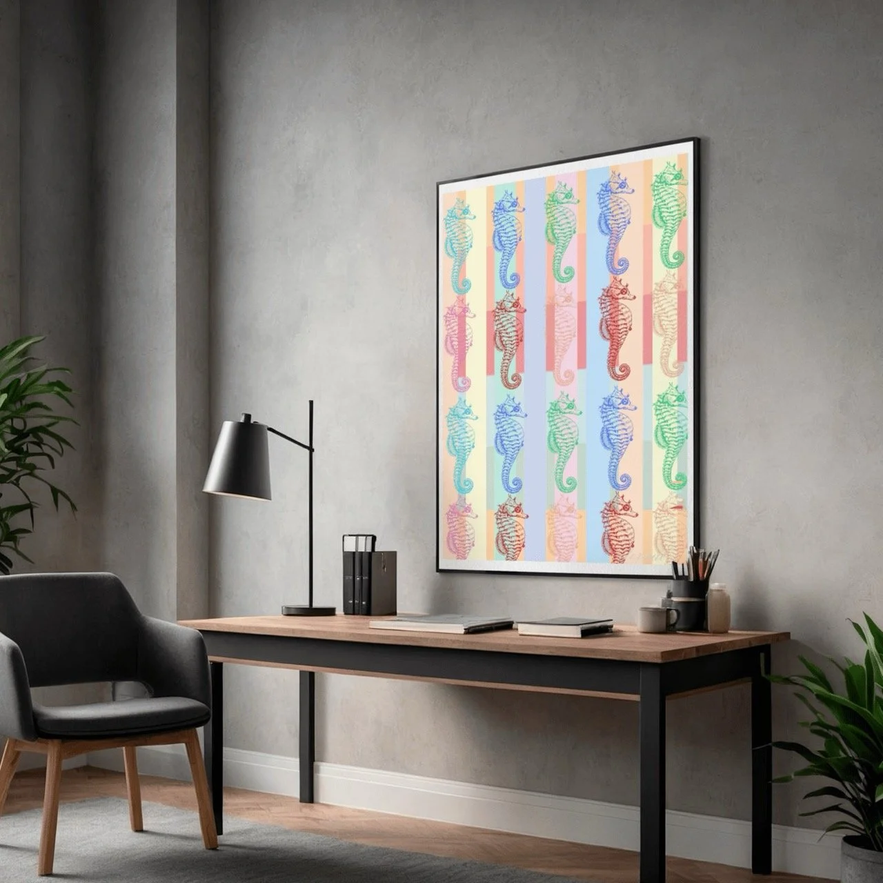 Pastel Seahorse Modern Coastal Nautical Wall Art Print - Sydney Artist, Eternal Art Prints - Eternal Art & Design