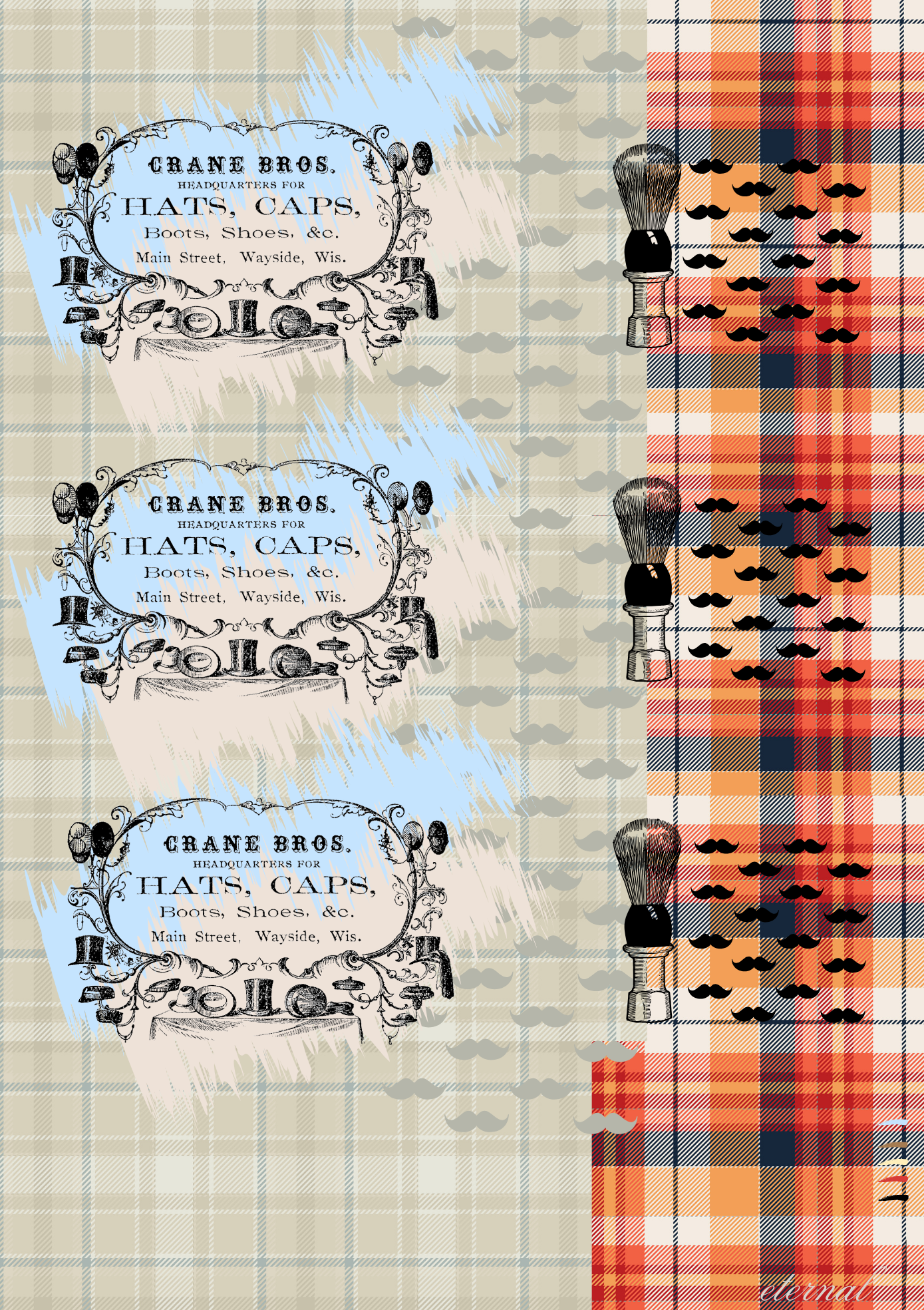 Retro-inspired Top Hat & Moustache Print - Sydney Artist, Eternal Art & Design - Eternal Art & Design