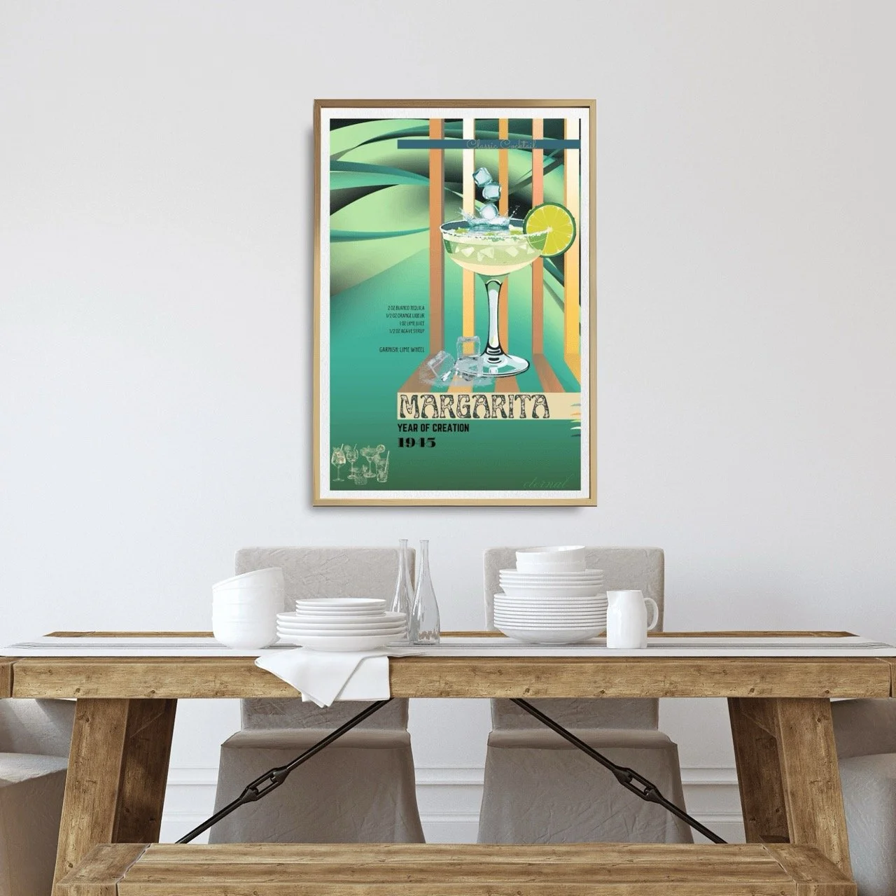 Retro Margarita Lime Classic Cocktail Culture Art Print, Eternal Art Prints - Eternal Art & Design