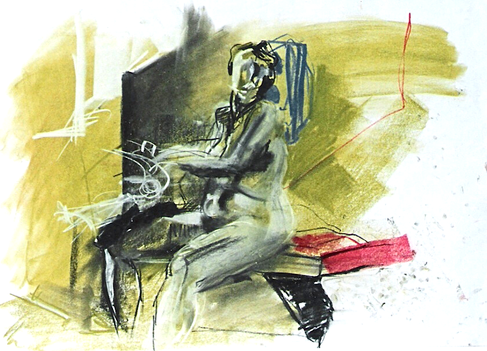 Female Nude Sketch in colour | Pastel on Stonehenge | 594mmw x 420mmh