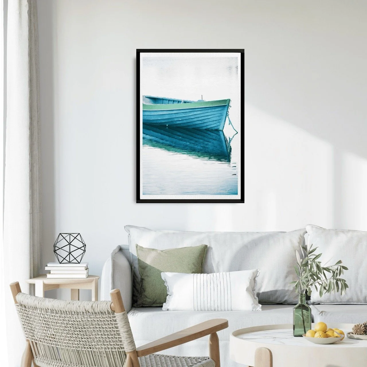 Blue Row Boat Rustic Ocean Wall Art Print, Eternal Art Prints - Eternal Art & Design