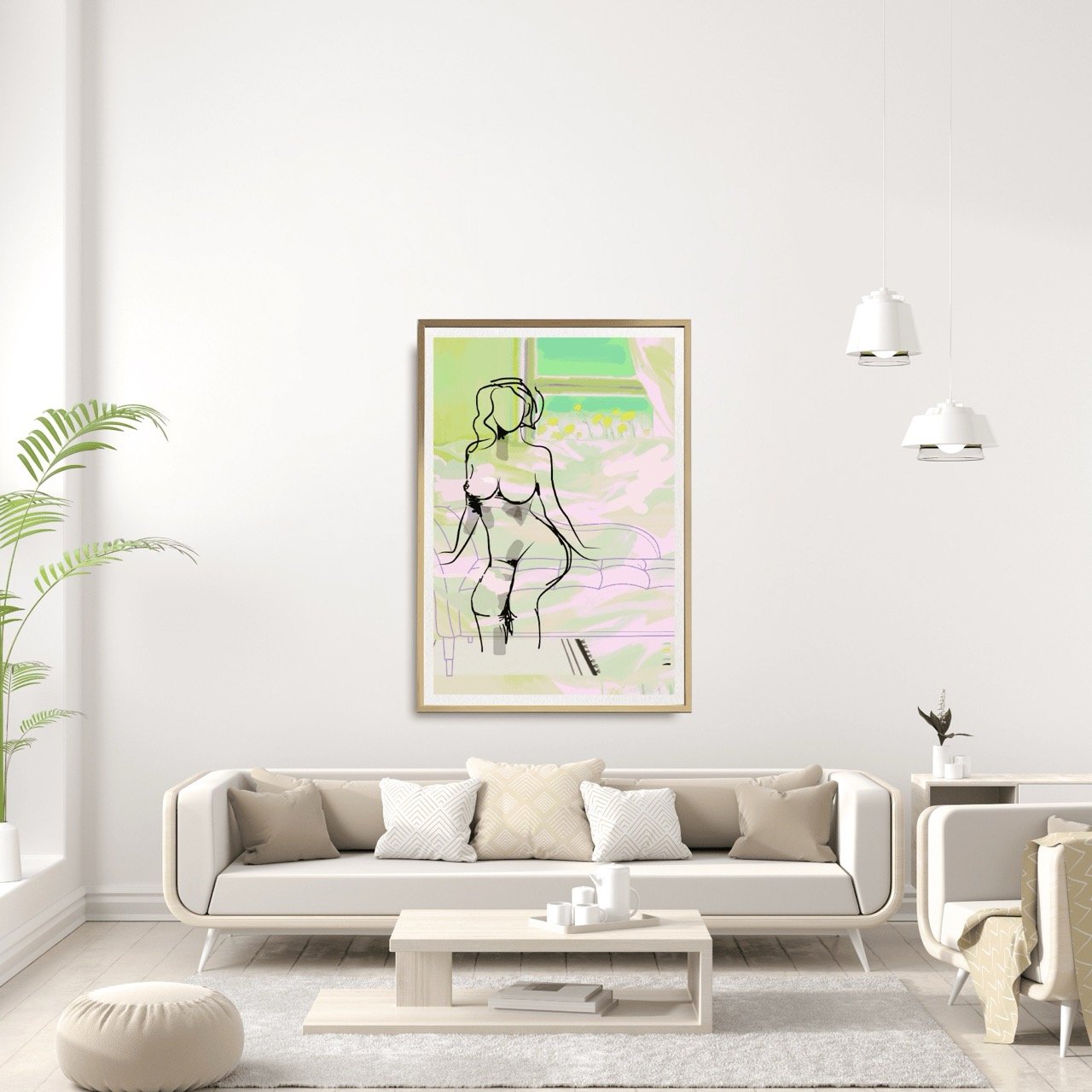 Female Figure Sketch with Chaise Art Print, Sydney Artist - Eternal Art Prints - Eternal Art & Design