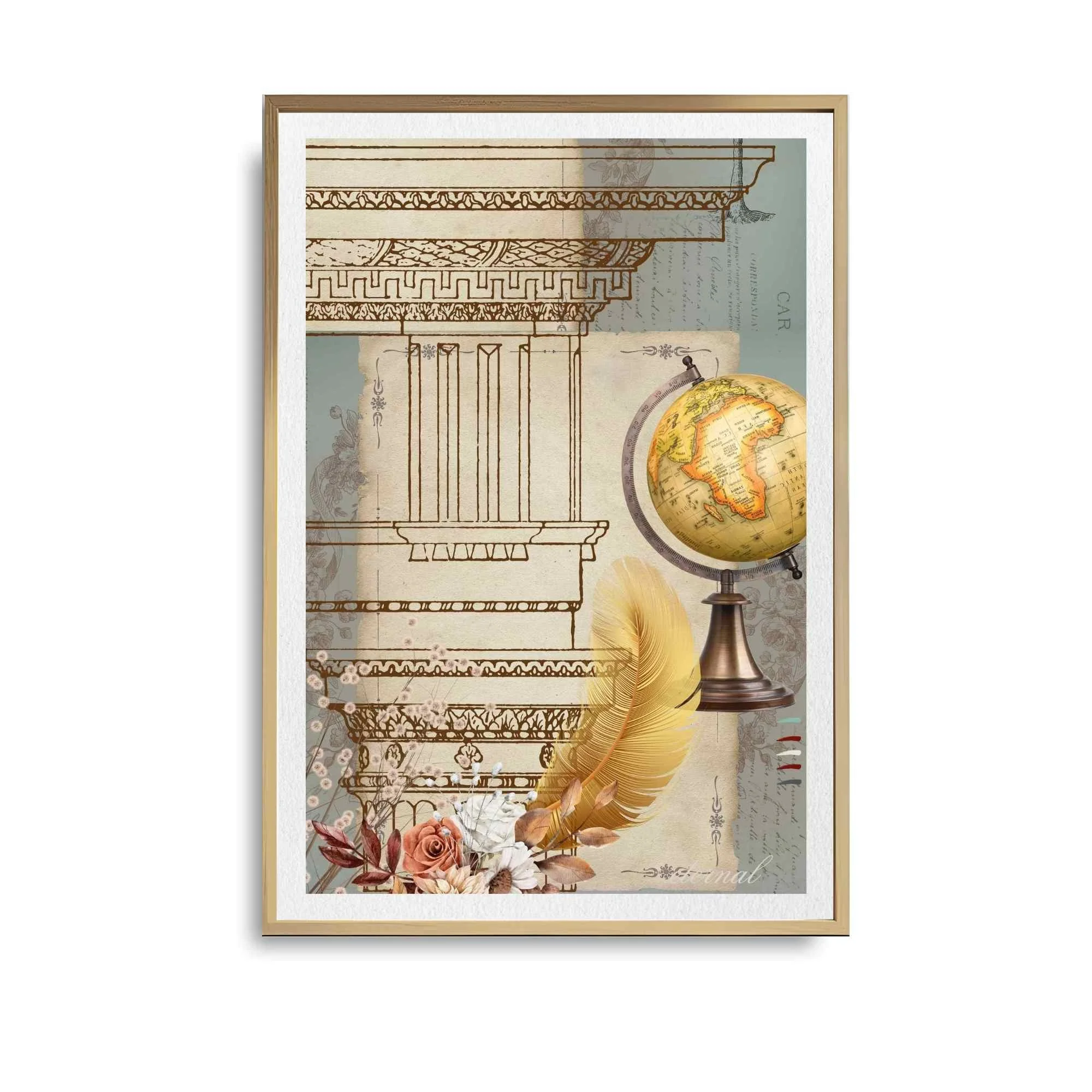 Vintage Architecture & Botanical Gold Print - Special Edition Wall Art Eternal Art Prints - Eternal Art & Design