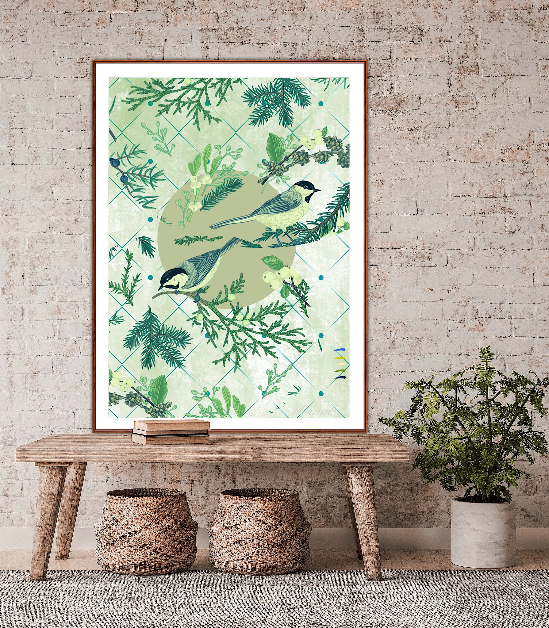 Oriental Birds & Botanicals Wall Art Print, Eternal Art & Design - Eternal Art & Design