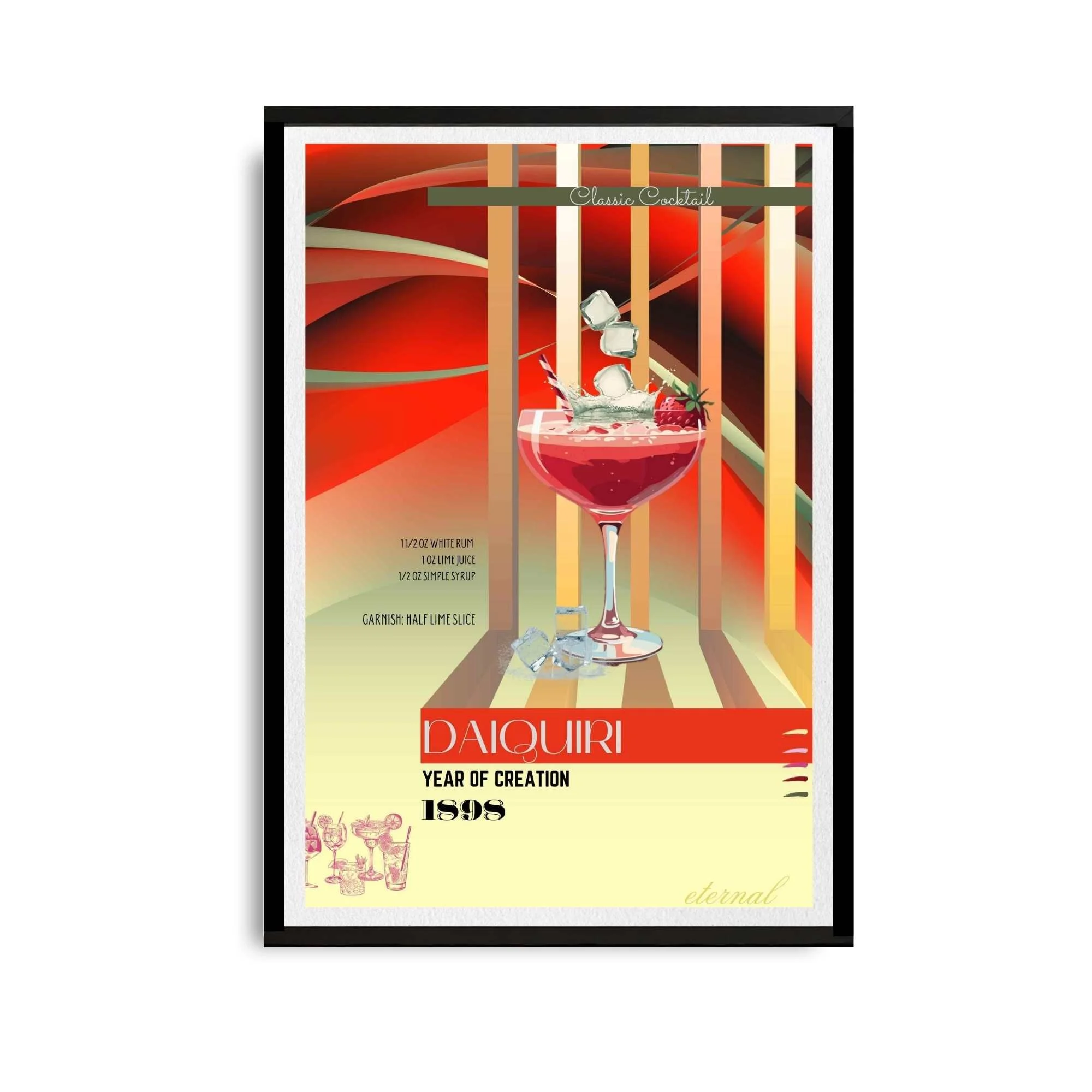 Daiquiri Retro Cocktail Culture Wall Art Print, Eternal Art Prints - Eternal Art & Design